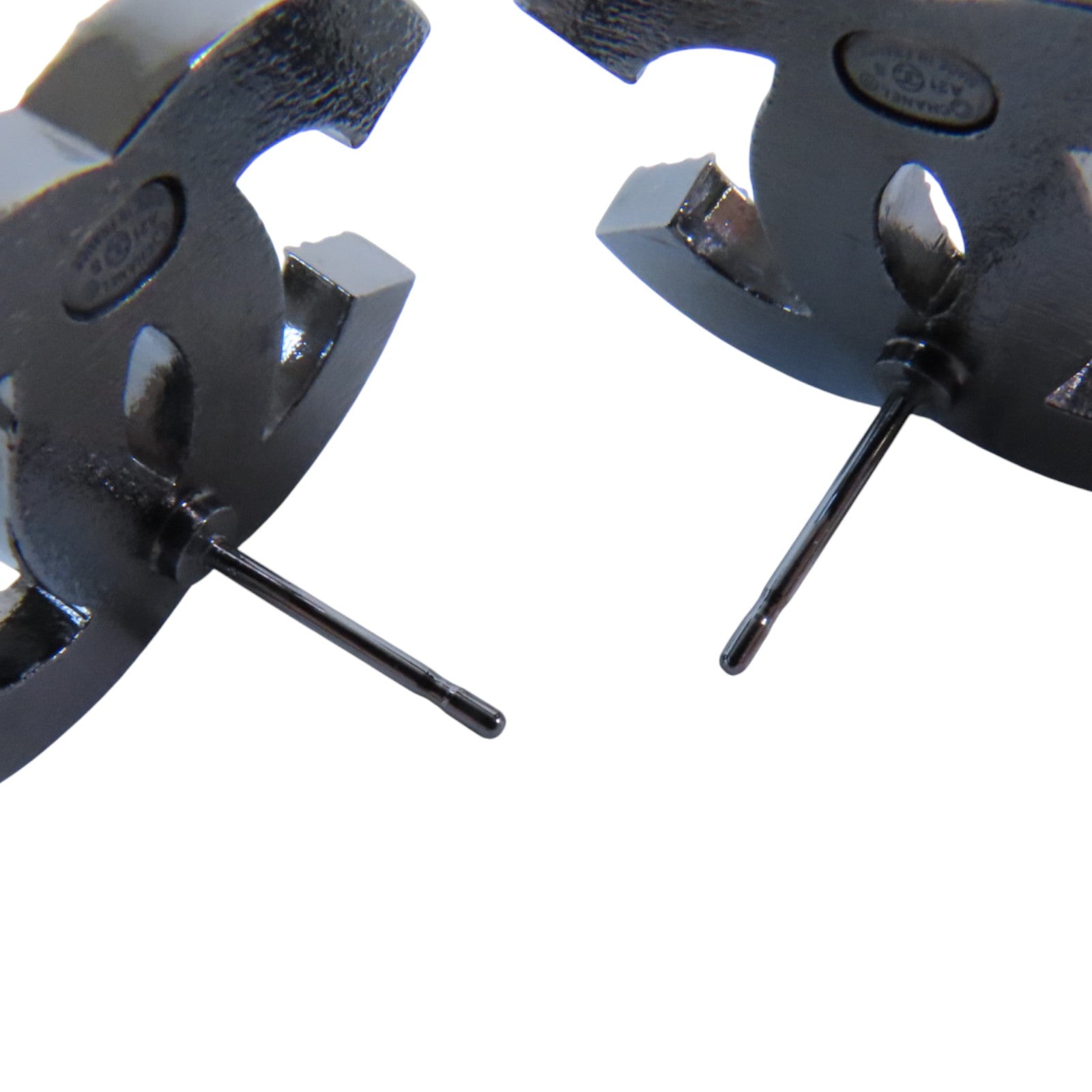 CHANEL 金屬/水鑽CC Earrings銀扣耳環