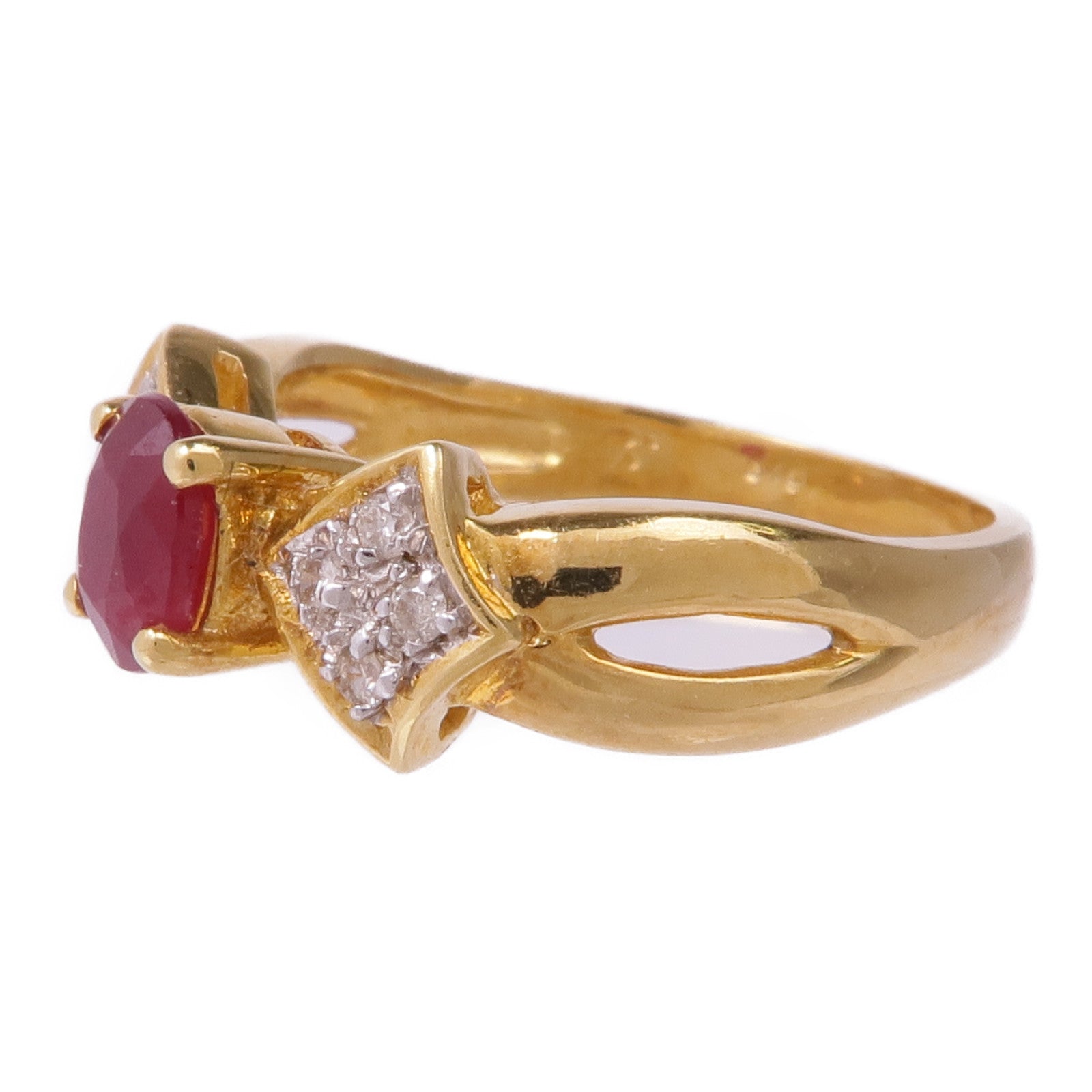 JEWELRY 18K黃金Ruby Diamond Ring紅寶石/鑽石戒指US#6.25