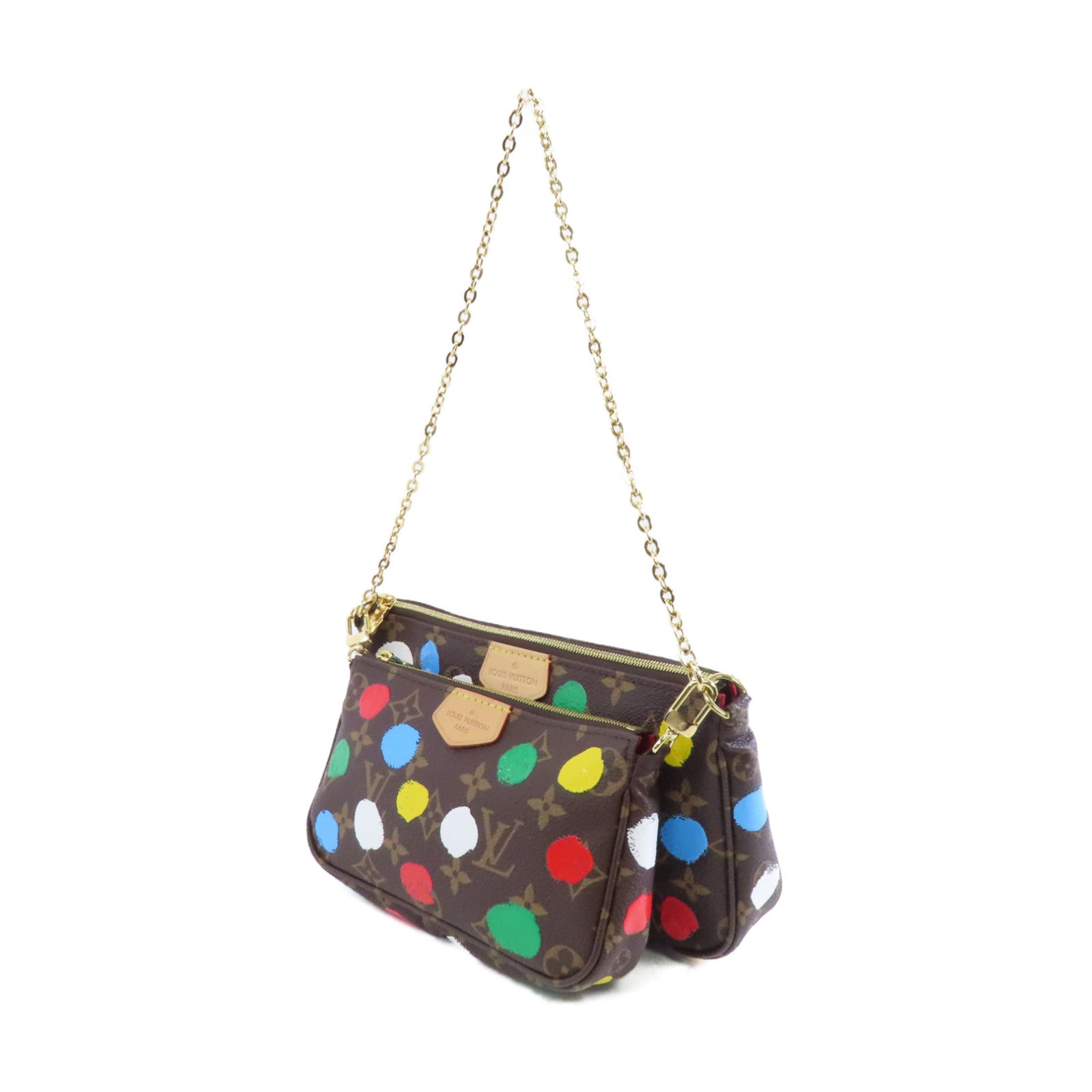 LOUIS VUITTON 【激減優惠】Monogram LV x YK Multi Pochette Accessoires金扣手挽肩背兩用袋棕色