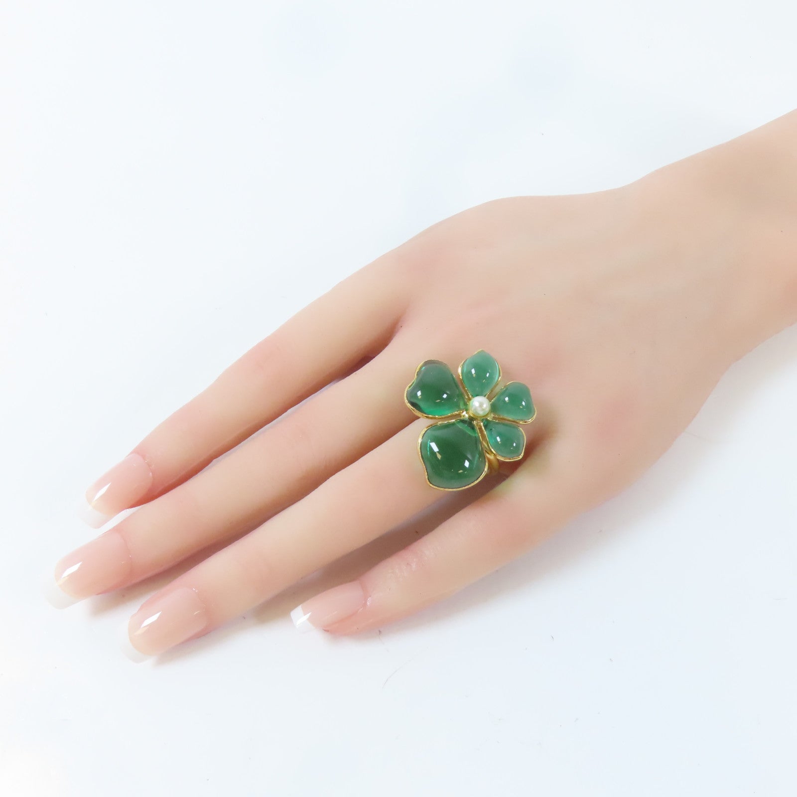 MULBERRY 金屬Flower Garden Ring戒指US#5綠色