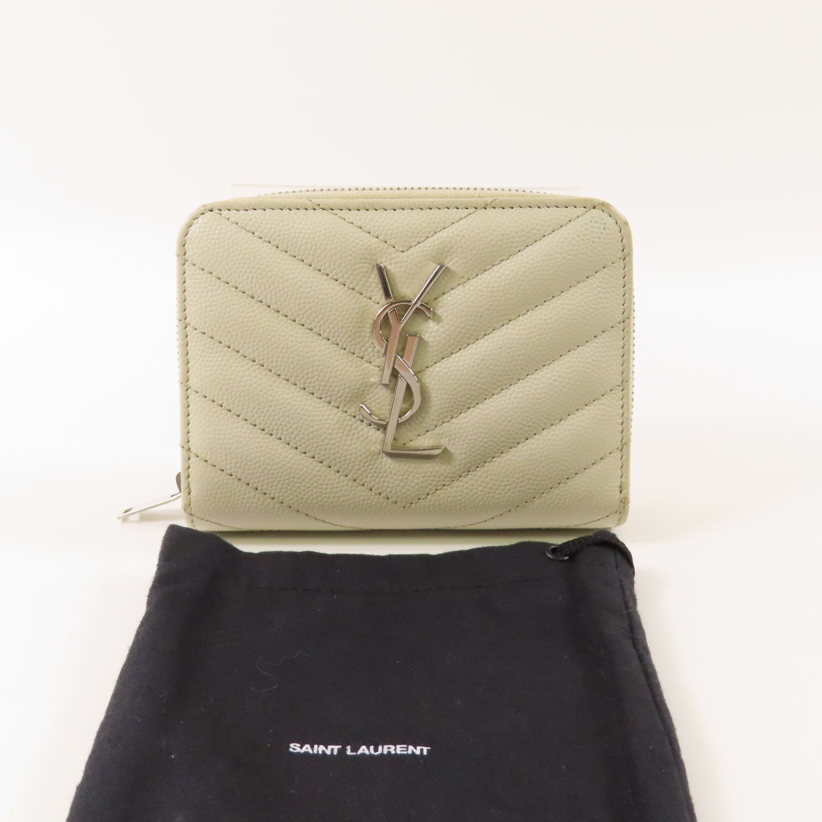 SAINT LAURENT 牛皮皮革Bifold Wallet銀扣錢包