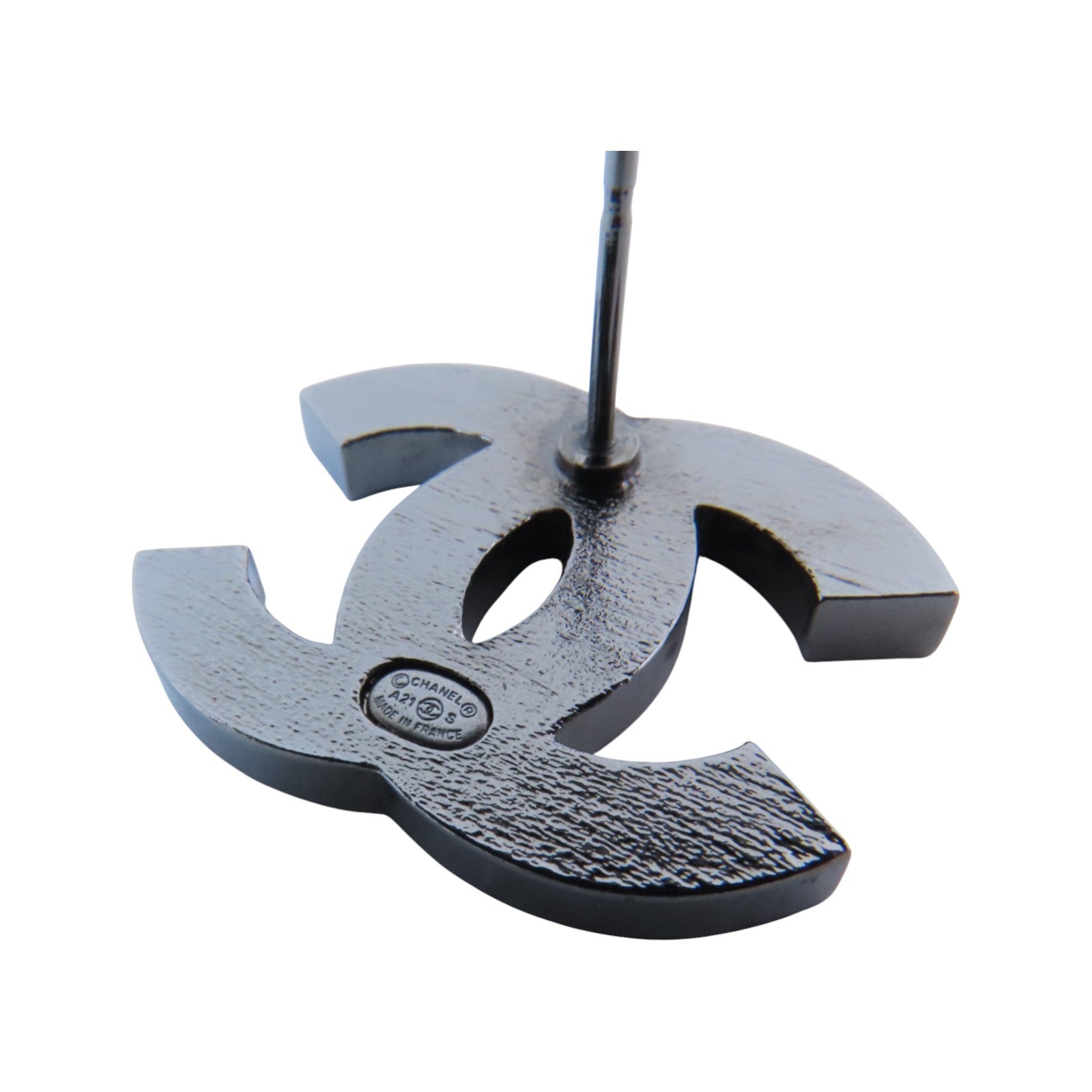 CHANEL 金屬/水鑽CC Earrings銀扣耳環