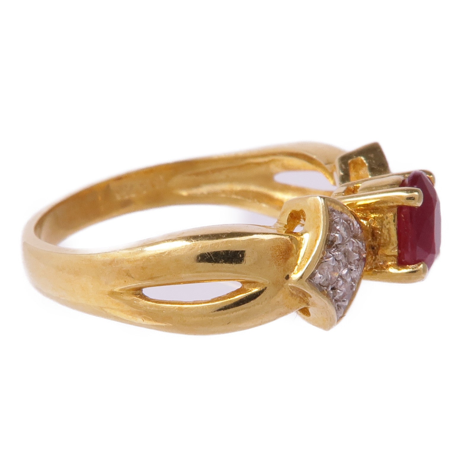 JEWELRY 18K黃金Ruby Diamond Ring紅寶石/鑽石戒指US#6.25