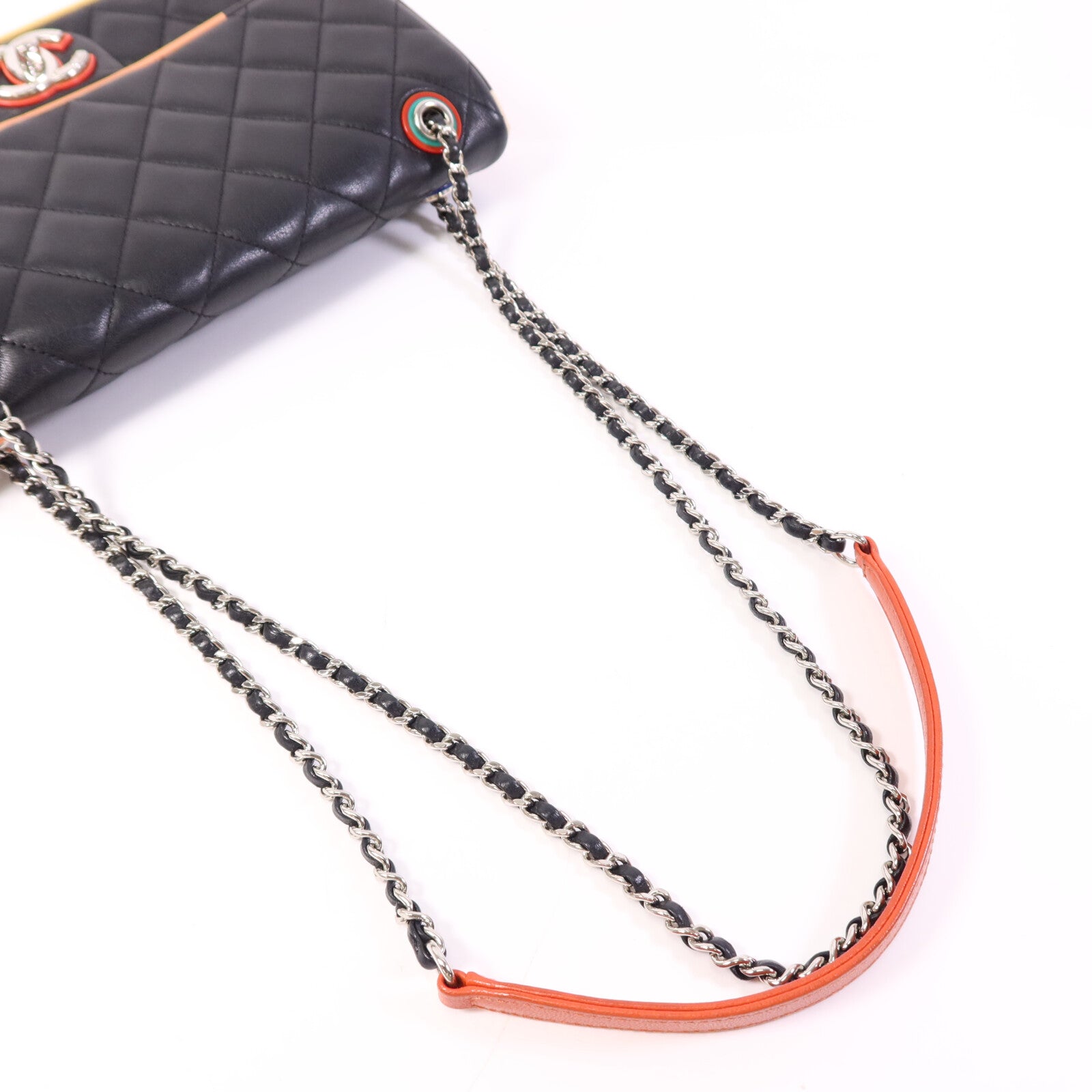 CHANEL 牛皮皮革Shoulder Bag銀扣鏈帶肩背袋