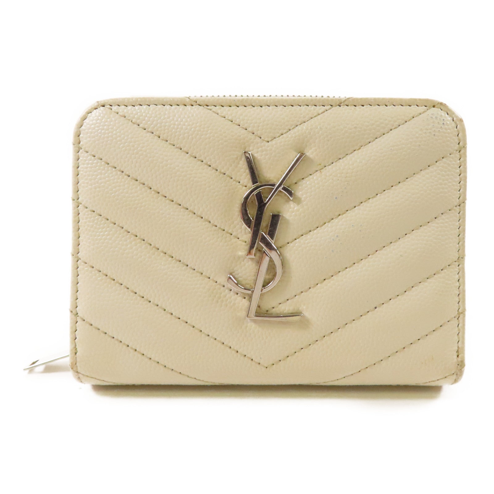 SAINT LAURENT 牛皮皮革Bifold Wallet銀扣錢包