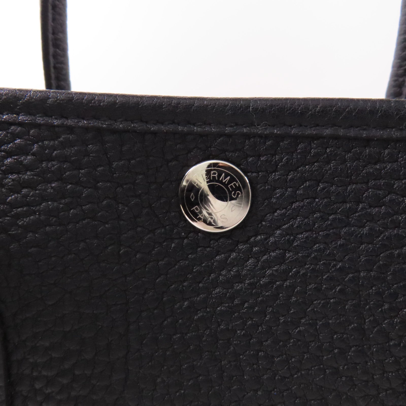 HERMES Negonda皮革Garden Party TPM銀扣手挽袋Noir