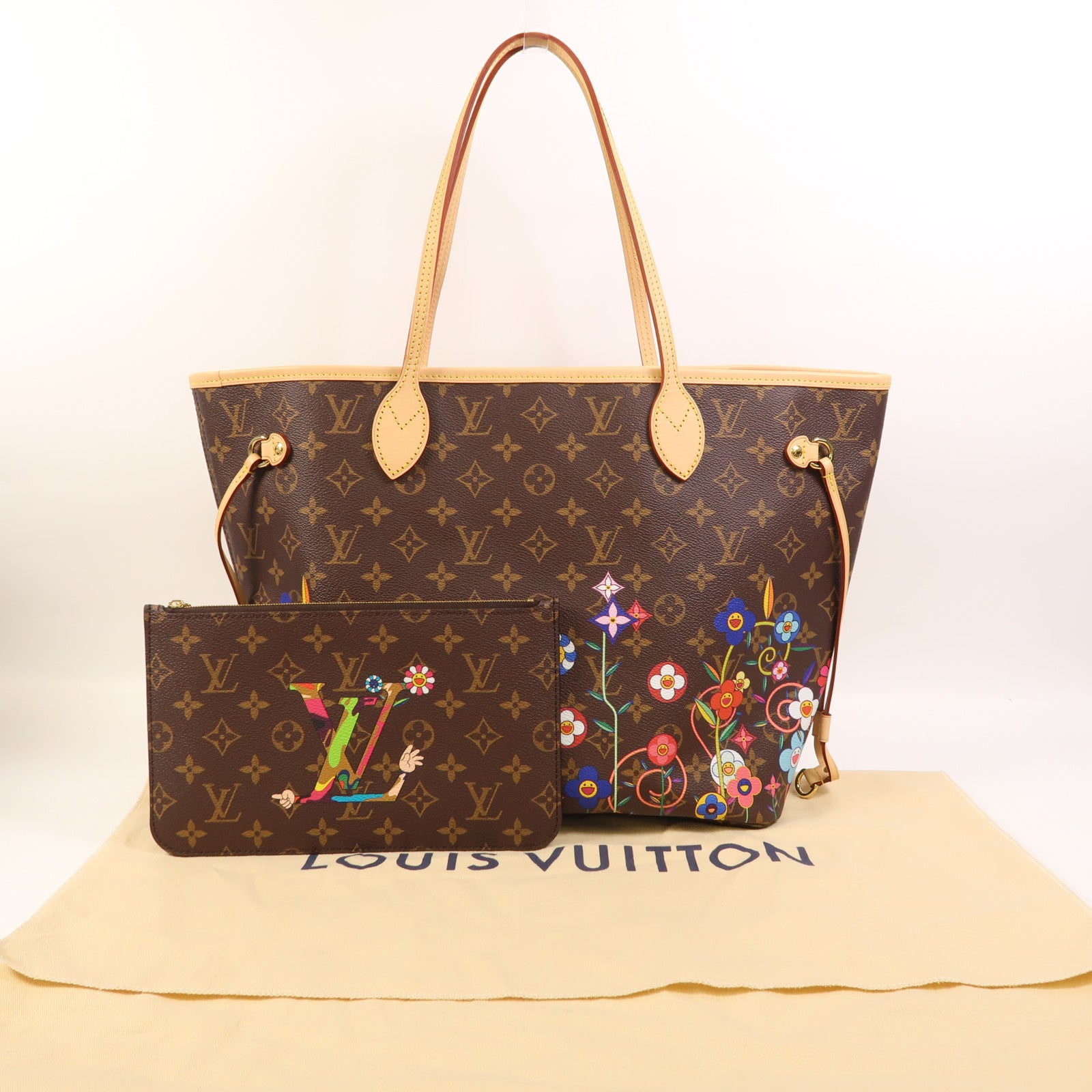 LOUIS VUITTON Monogram LV x TM Neverfull MM金扣肩背袋