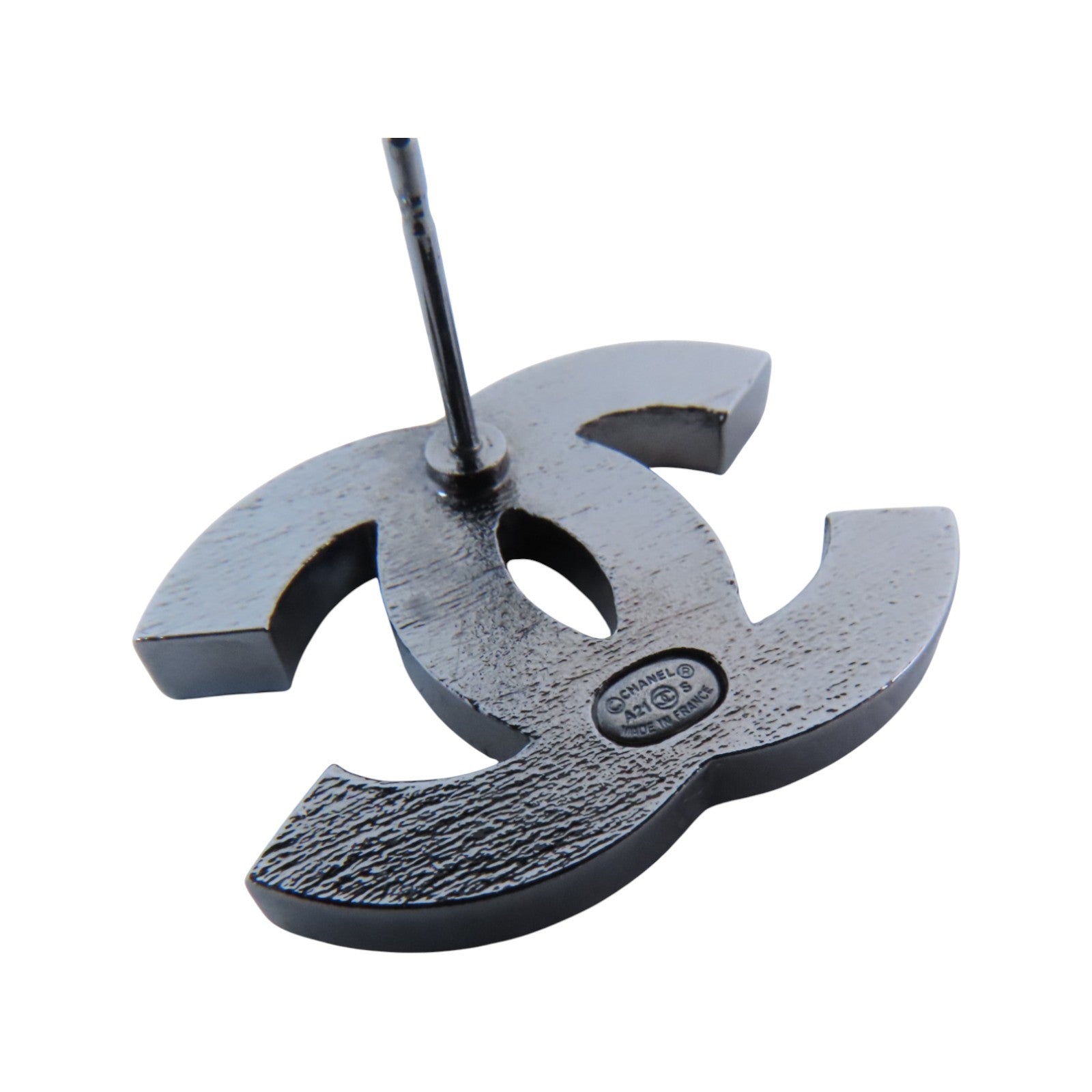 CHANEL 金屬/水鑽CC Earrings銀扣耳環