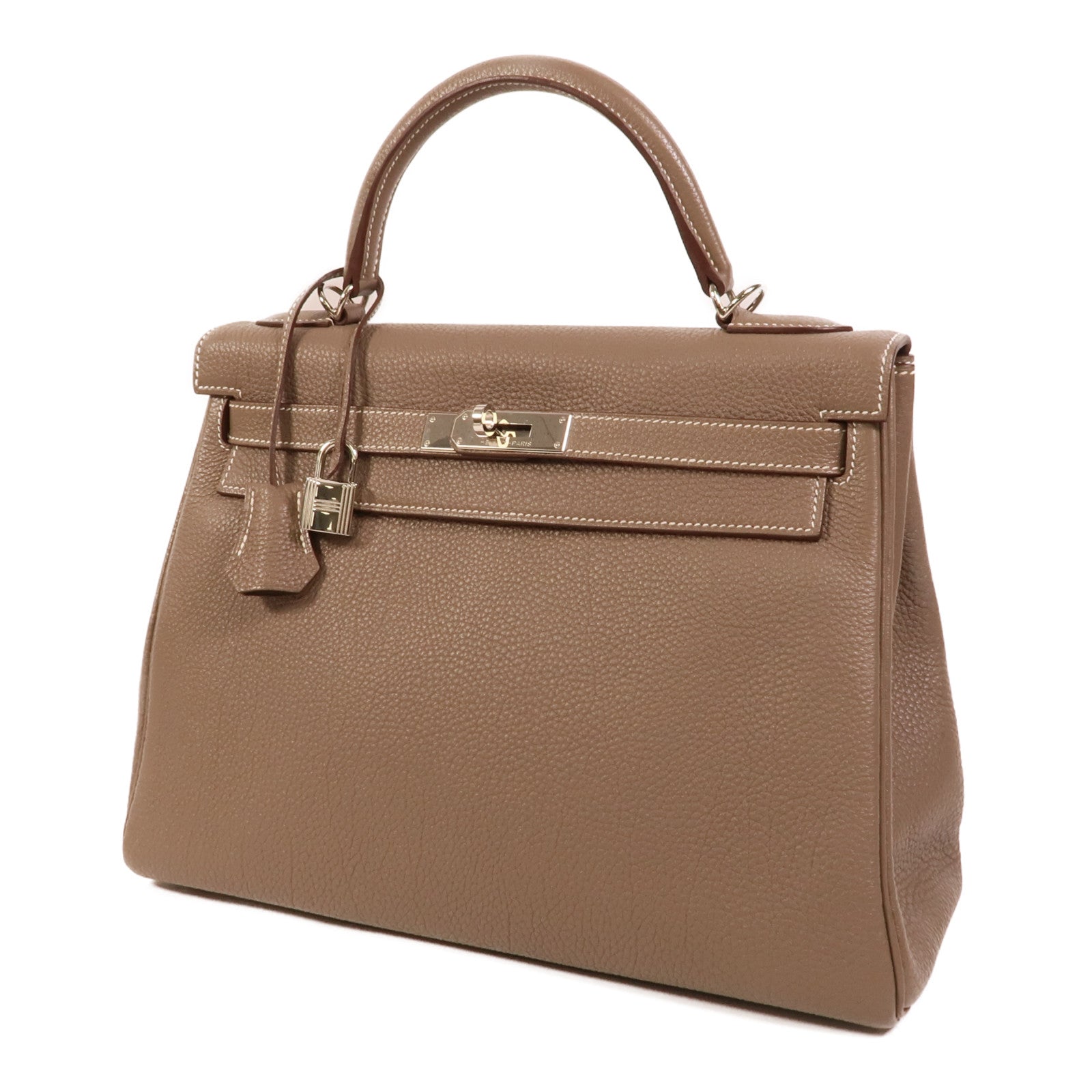 HERMES Togo皮革Kelly 32手挽肩背兩用袋Etoupe