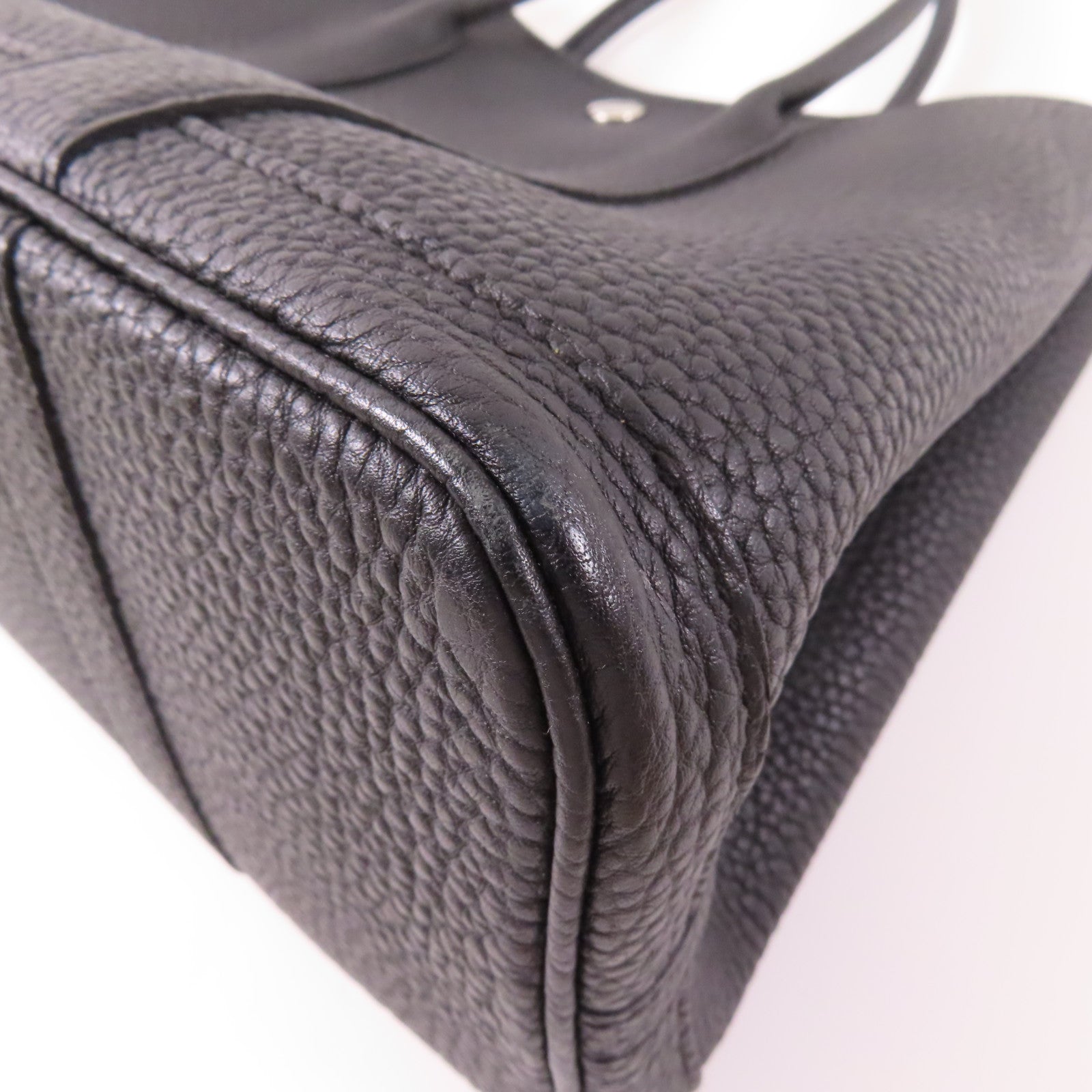 HERMES Negonda皮革Garden Party TPM銀扣手挽袋Noir