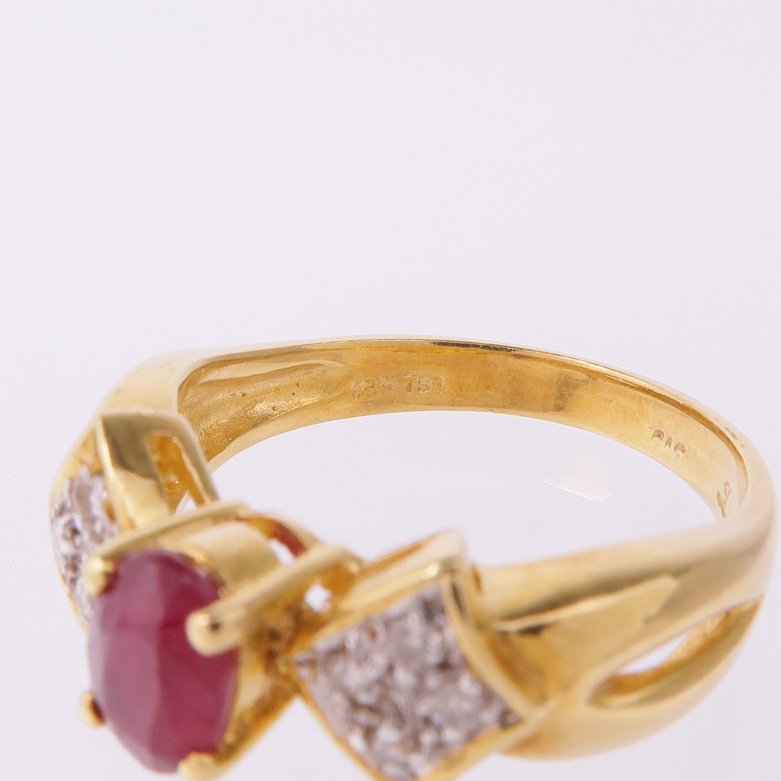 JEWELRY 18K黃金Ruby Diamond Ring紅寶石/鑽石戒指US#6.25