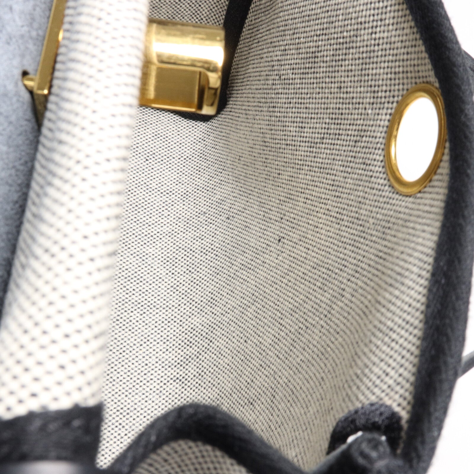 HERMES 帆布/Hunter皮革Mini Herbag肩背袋Ecru/Noir