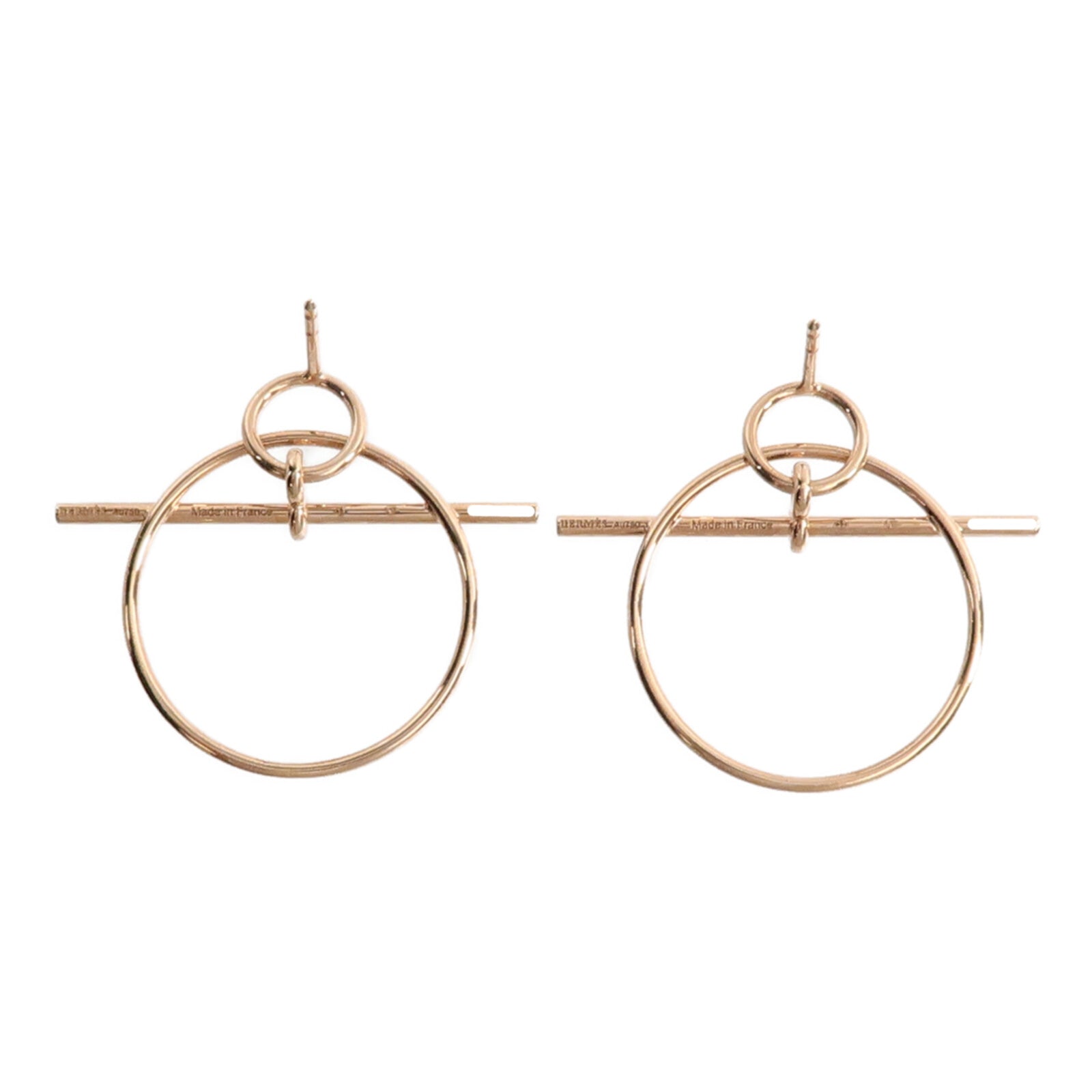 HERMES 18K玫瑰金Loop Earrings耳環