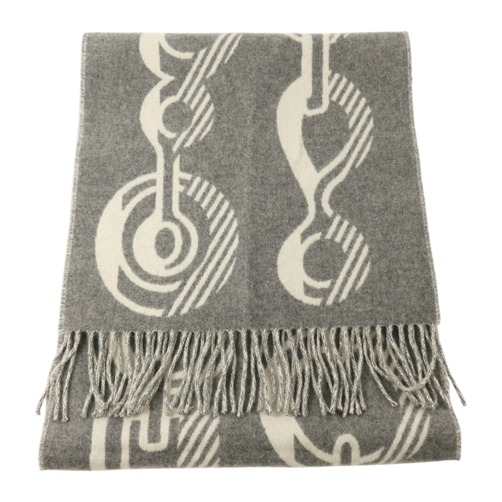 HERMES 羊絨Casaque Do Re Boucles Scarf 30x140圍巾