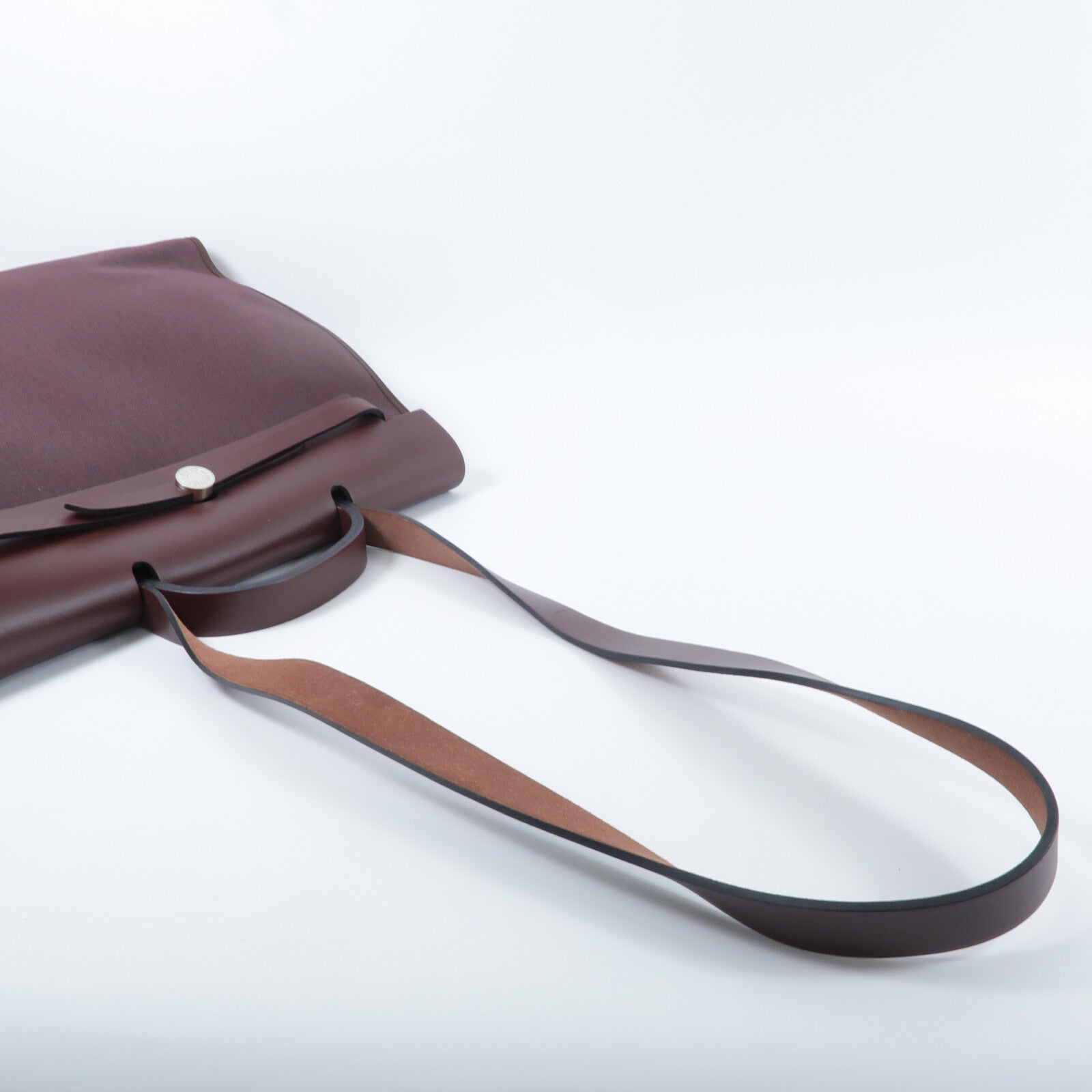 HERMES 帆布/Veau Hunter皮革Herbag MM手挽肩背兩用袋Rouge H