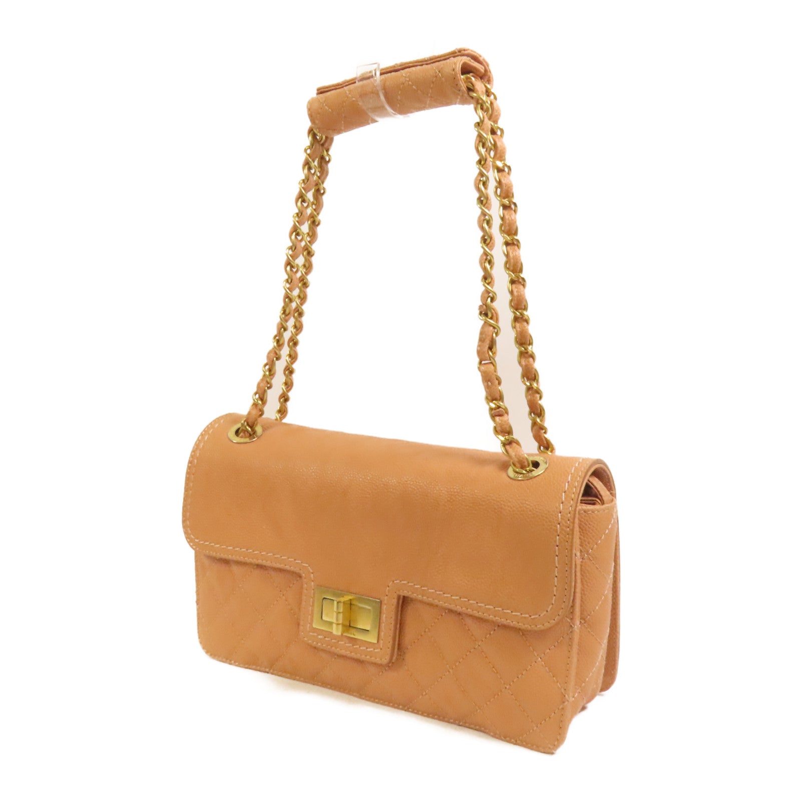 CHANEL 牛皮皮革Chain Shoulder金扣鏈帶肩背袋