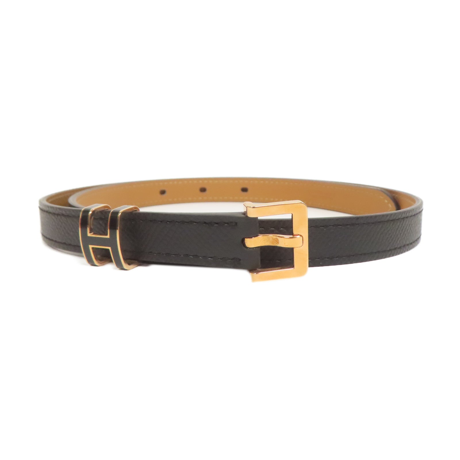 HERMES 【激減優惠】Epsom皮革Pop H Belt金扣皮帶黑色