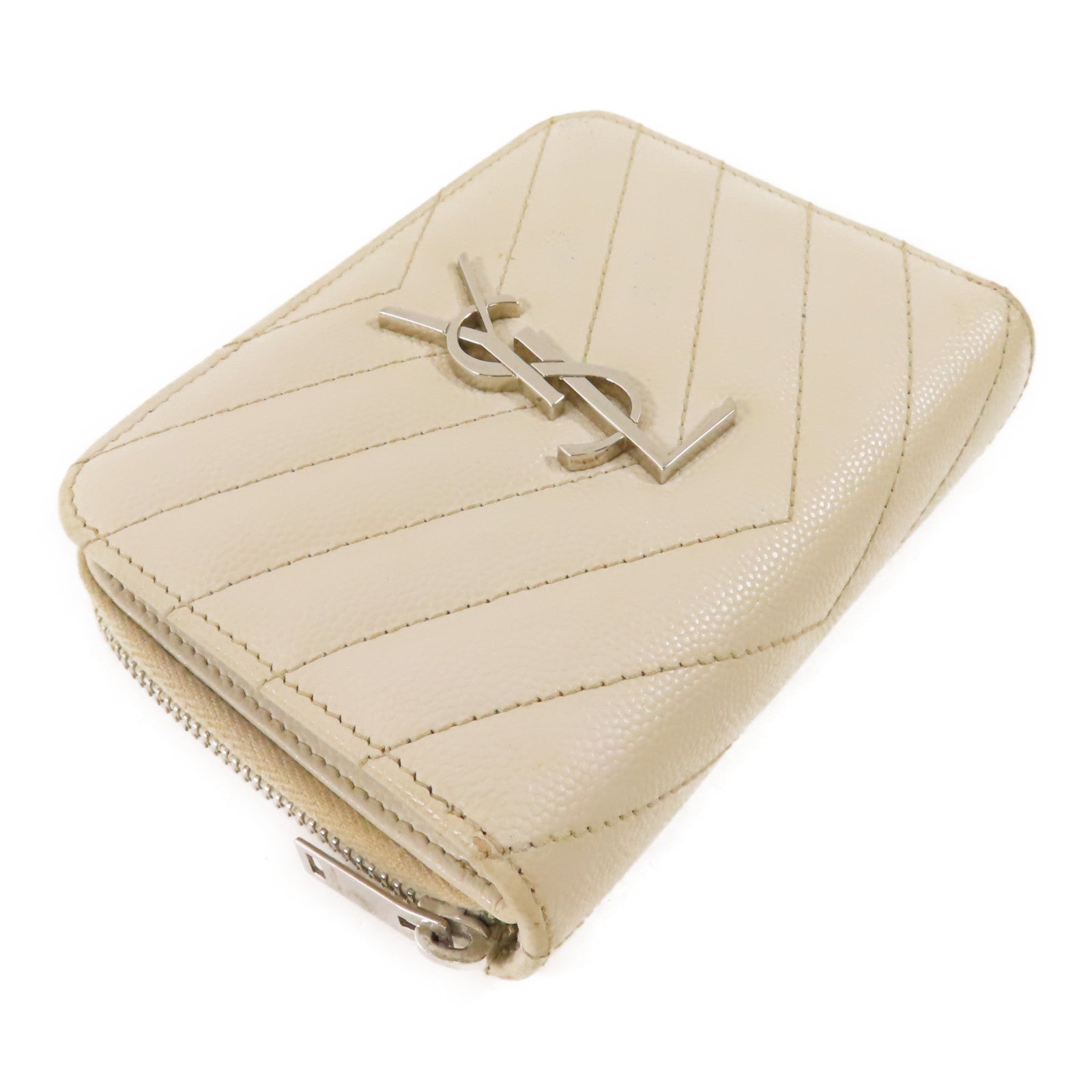 SAINT LAURENT 牛皮皮革Bifold Wallet銀扣錢包