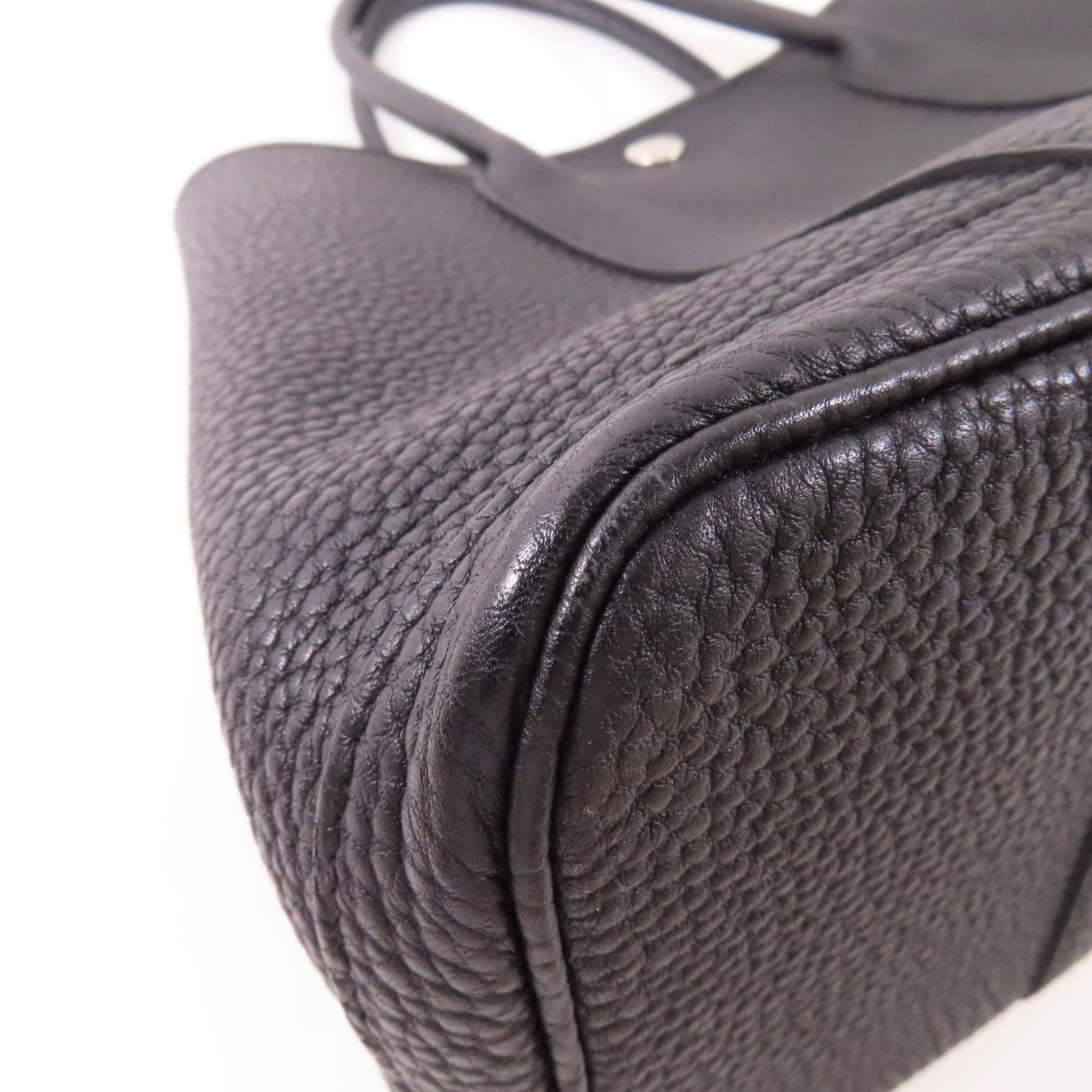 HERMES Negonda皮革Garden Party TPM銀扣手挽袋Noir