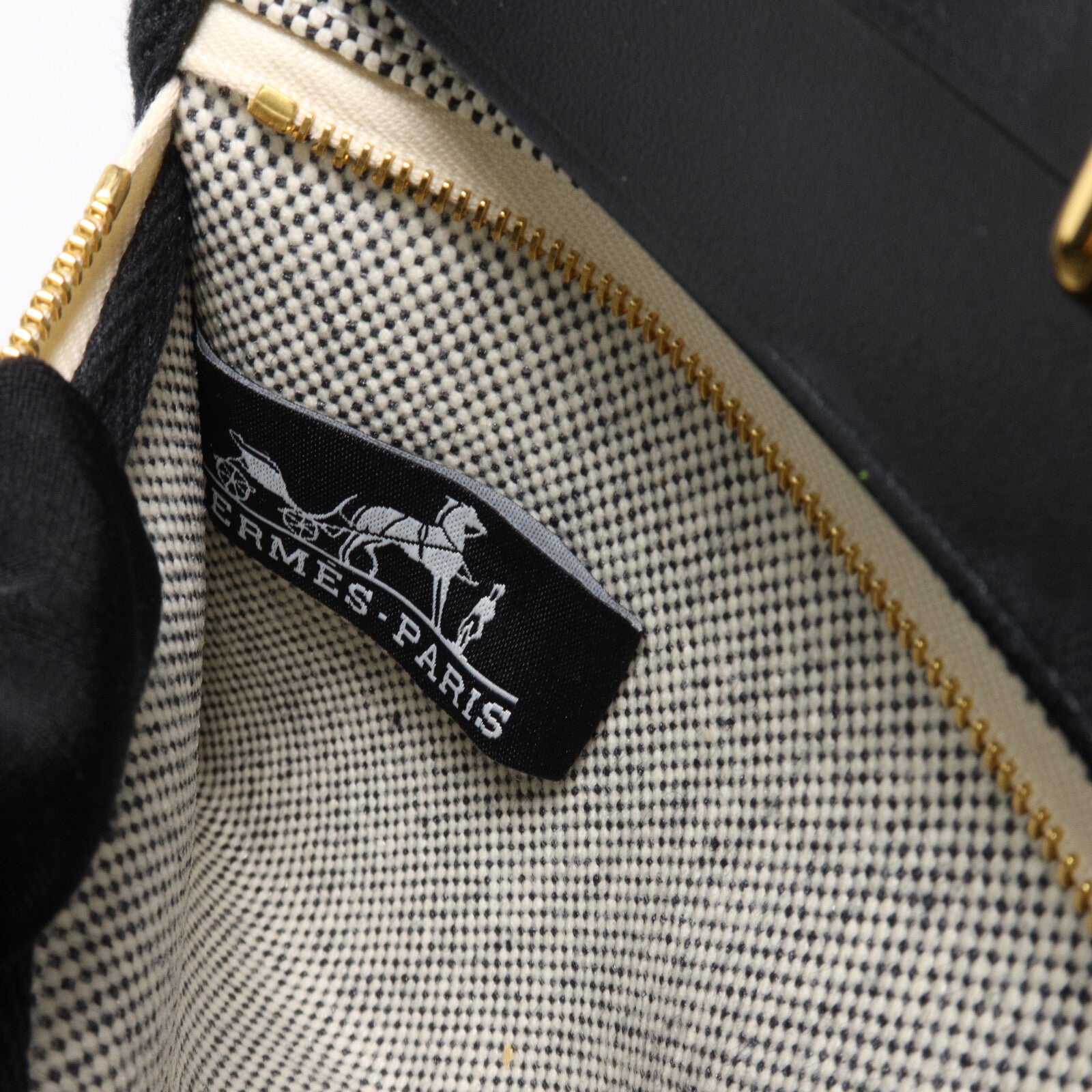 HERMES 帆布/Hunter皮革Mini Herbag肩背袋Ecru/Noir