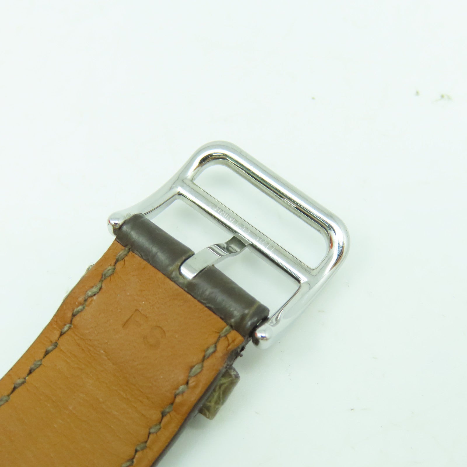 HERMES Heure H Watch不鏽鋼/皮革帶石英機芯手錶白色/啡色