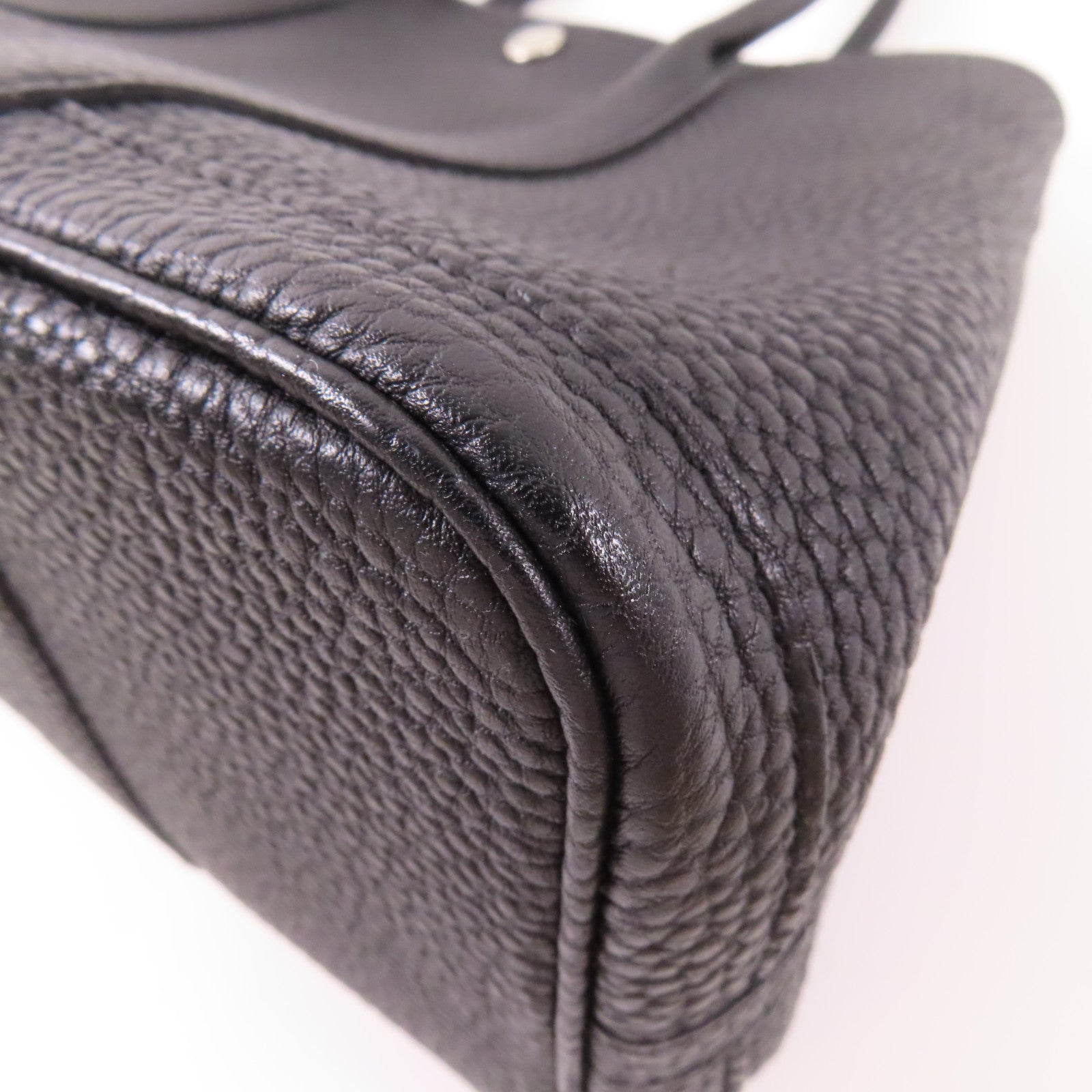 HERMES Negonda皮革Garden Party TPM銀扣手挽袋Noir