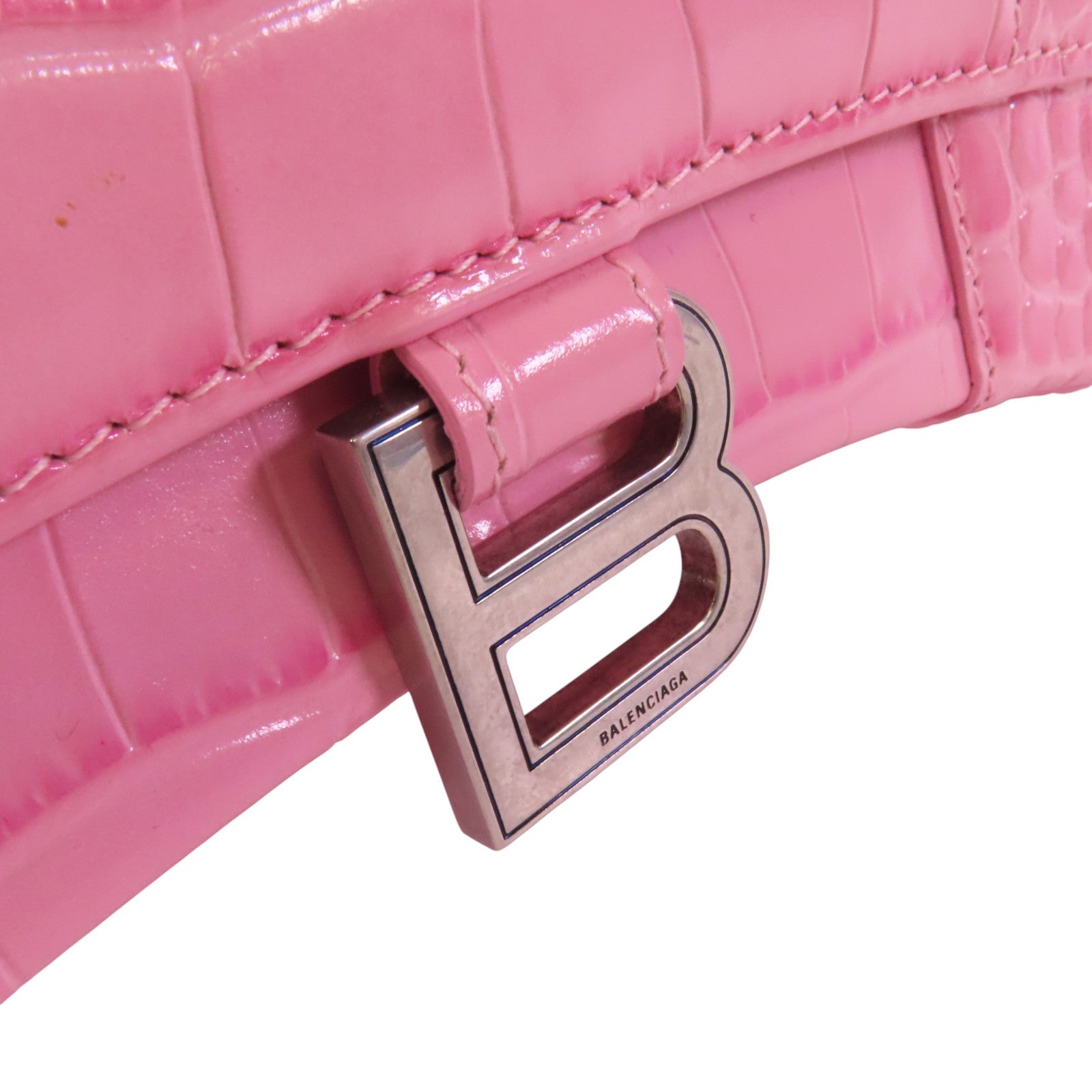 BALENCIAGA 牛皮皮革Hourglass Small銀扣手挽肩背袋