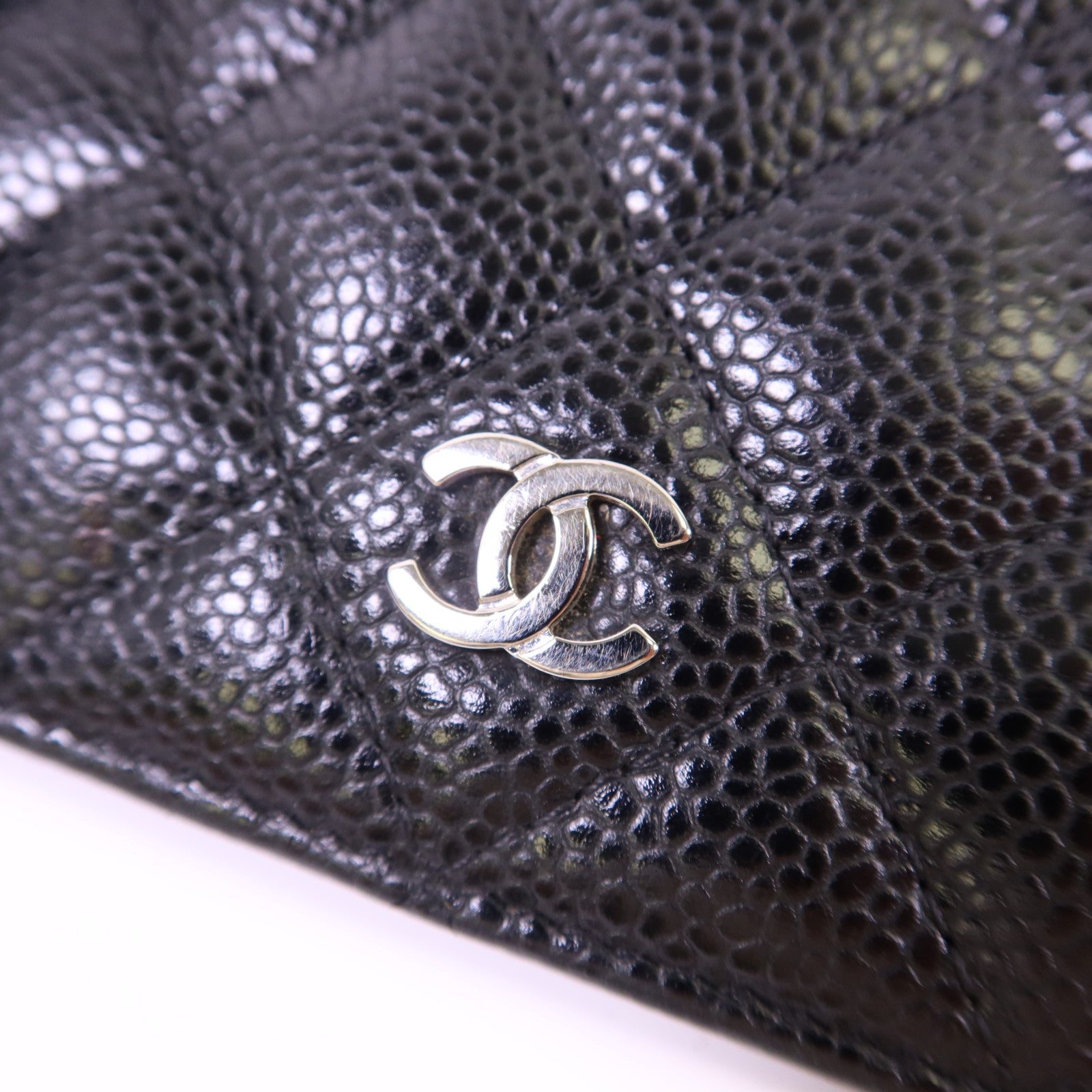 CHANEL 牛皮皮革Bifold Long Wallet銀扣長錢包