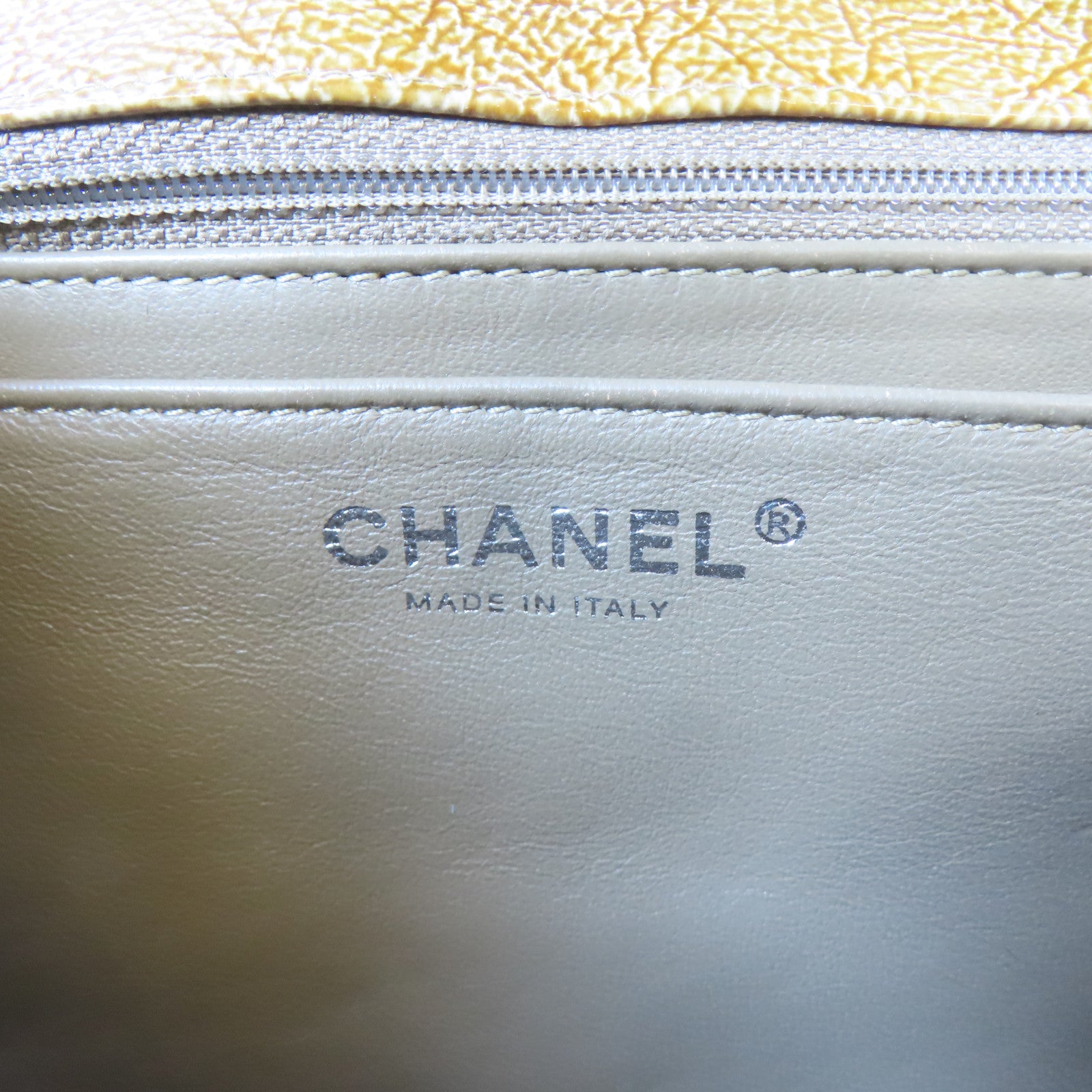 CHANEL 菱格漆皮皮革Chain Shoulder銀扣鏈帶肩背袋啡色