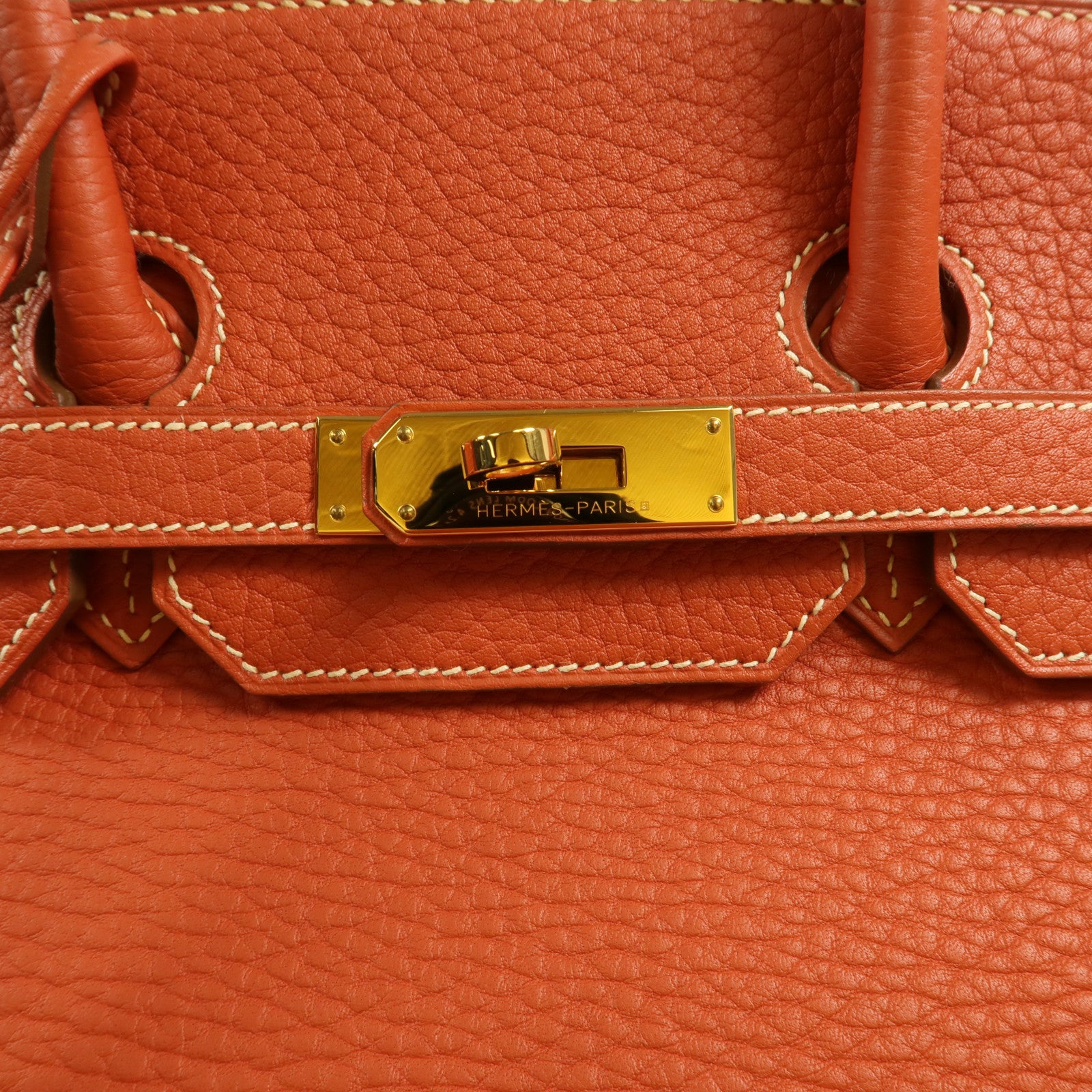 HERMES Fjord皮革Birkin 35手挽袋Sanguine