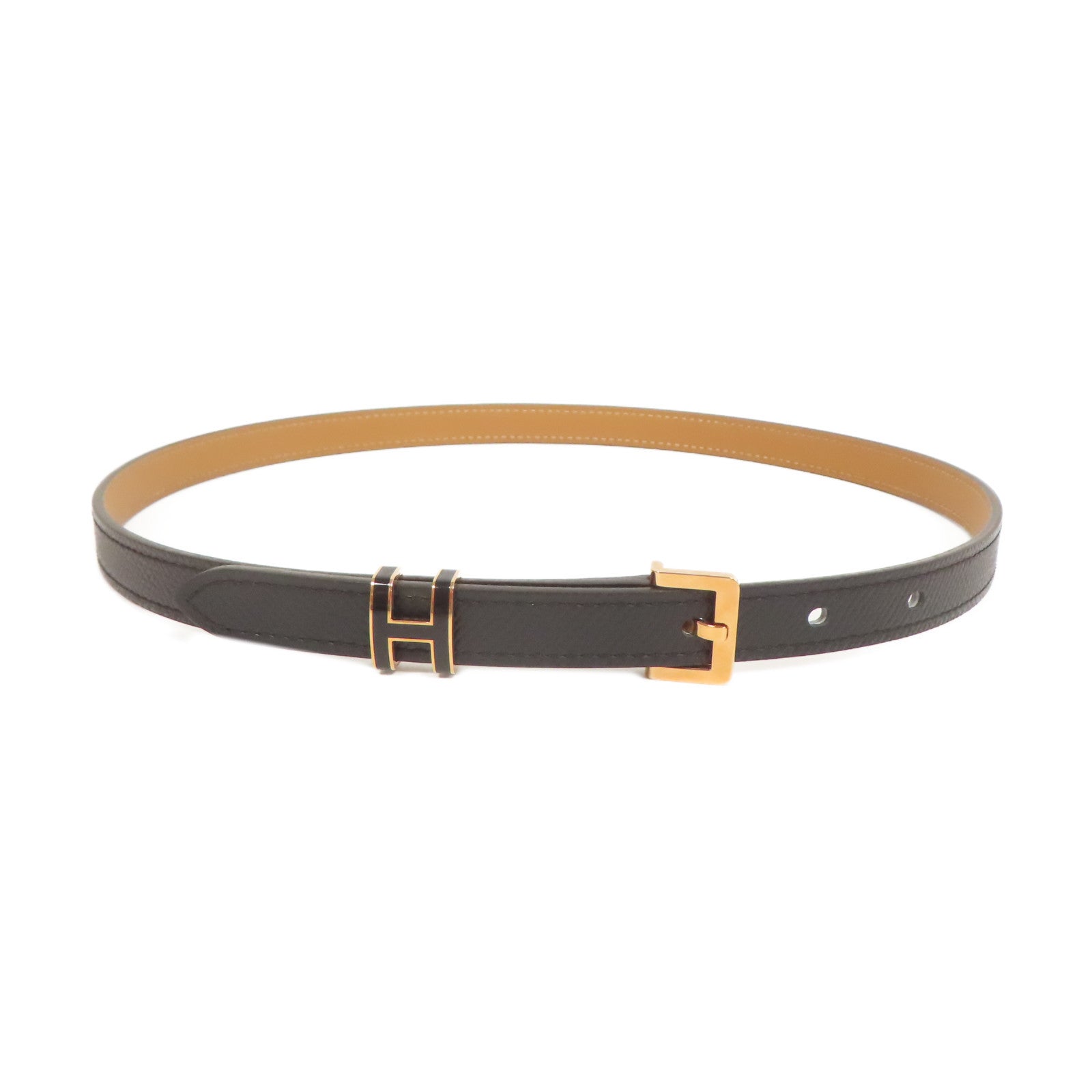 HERMES 【激減優惠】Epsom皮革Pop H Belt金扣皮帶黑色