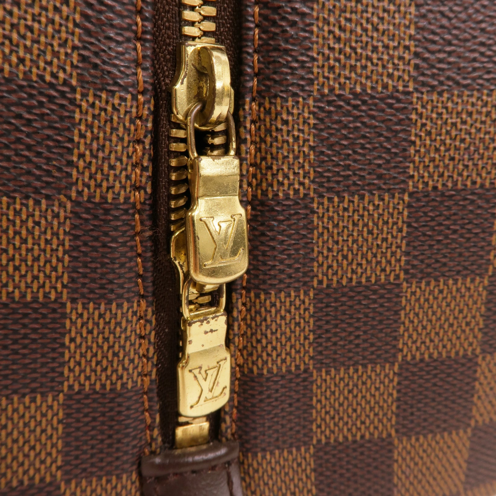 LOUIS VUITTON Damier Ribera MM金扣手挽袋