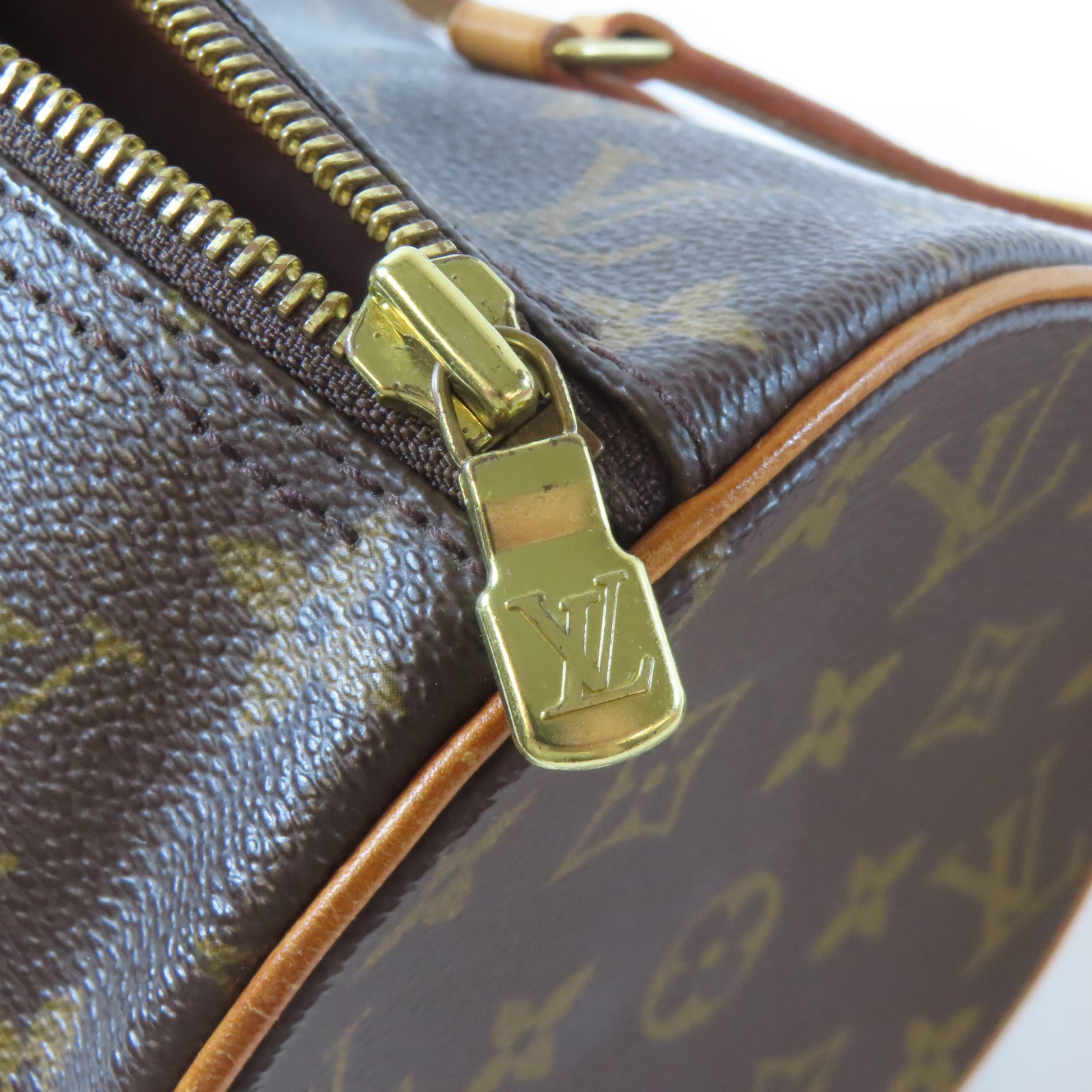 LOUIS VUITTON Monogram Papillon GM金扣手挽袋啡色