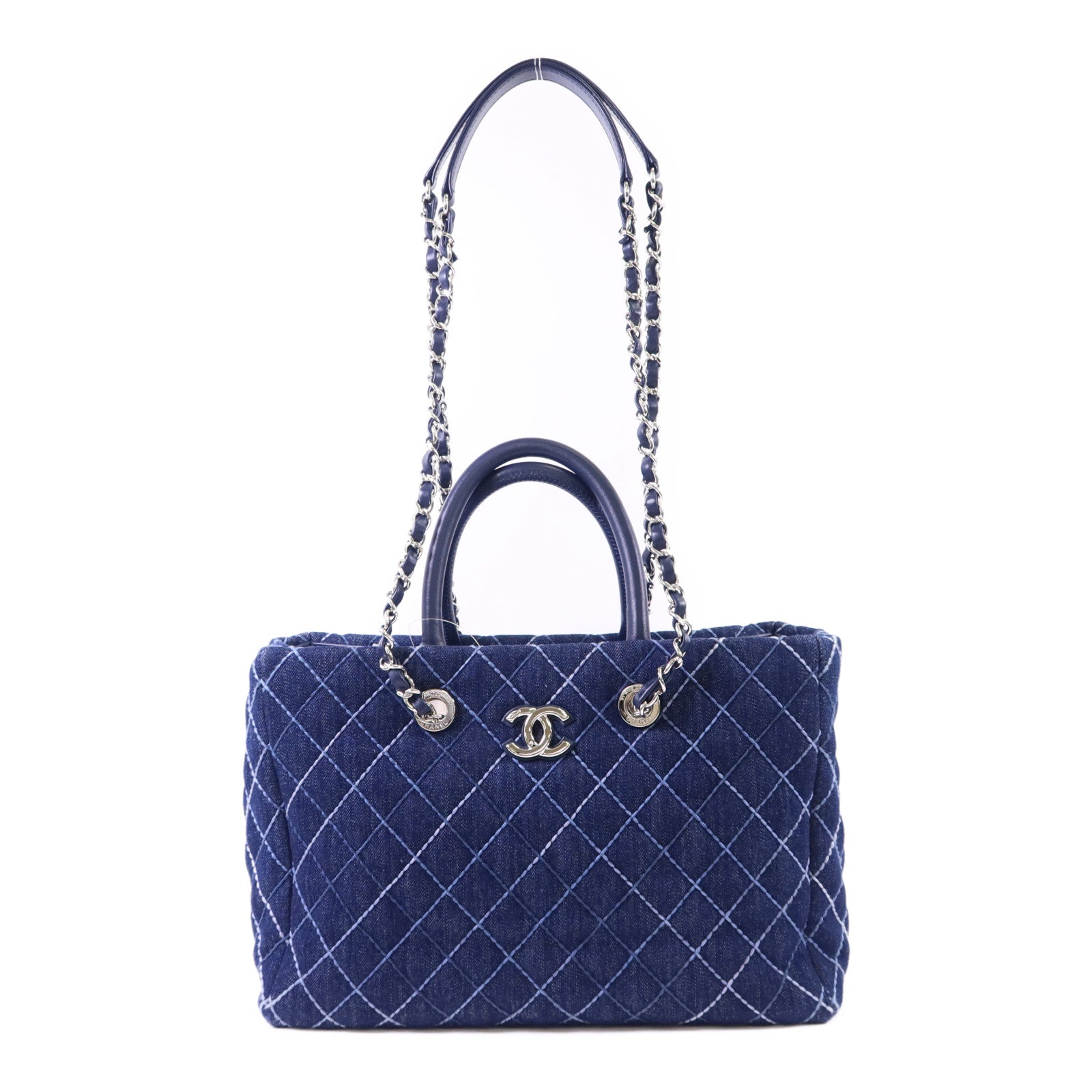 CHANEL 牛仔布2 Way Shoulder Bag銀扣手挽肩背兩用袋