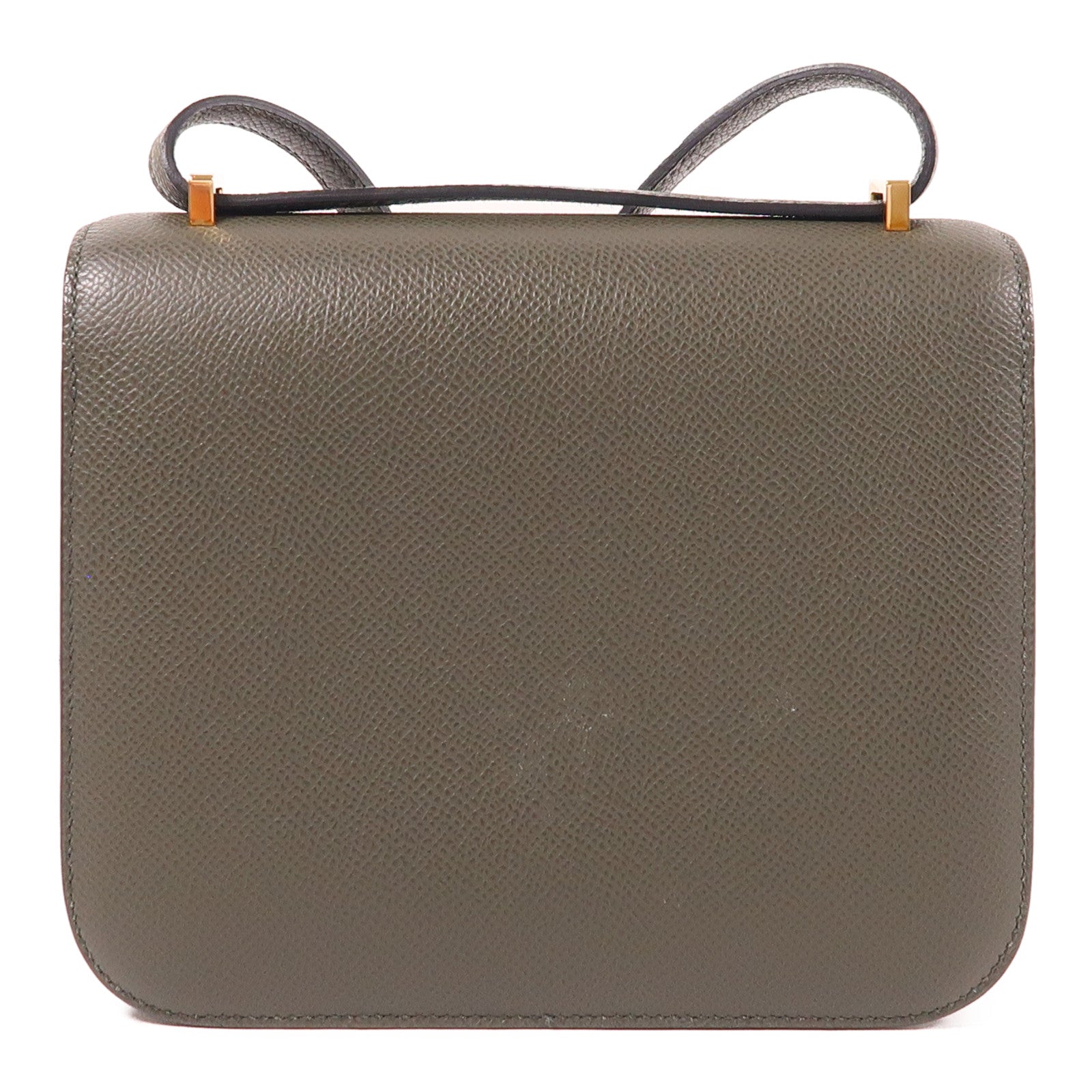 HERMES Epsom皮革Mini Constance金扣肩背袋Vert De Gris