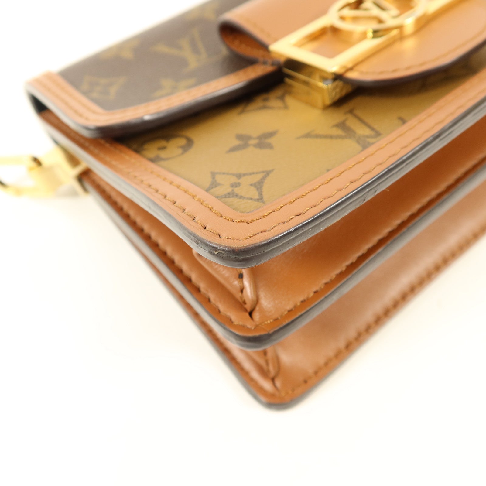 LOUIS VUITTON Monogram Reverse Mini Dauphine金扣肩背袋