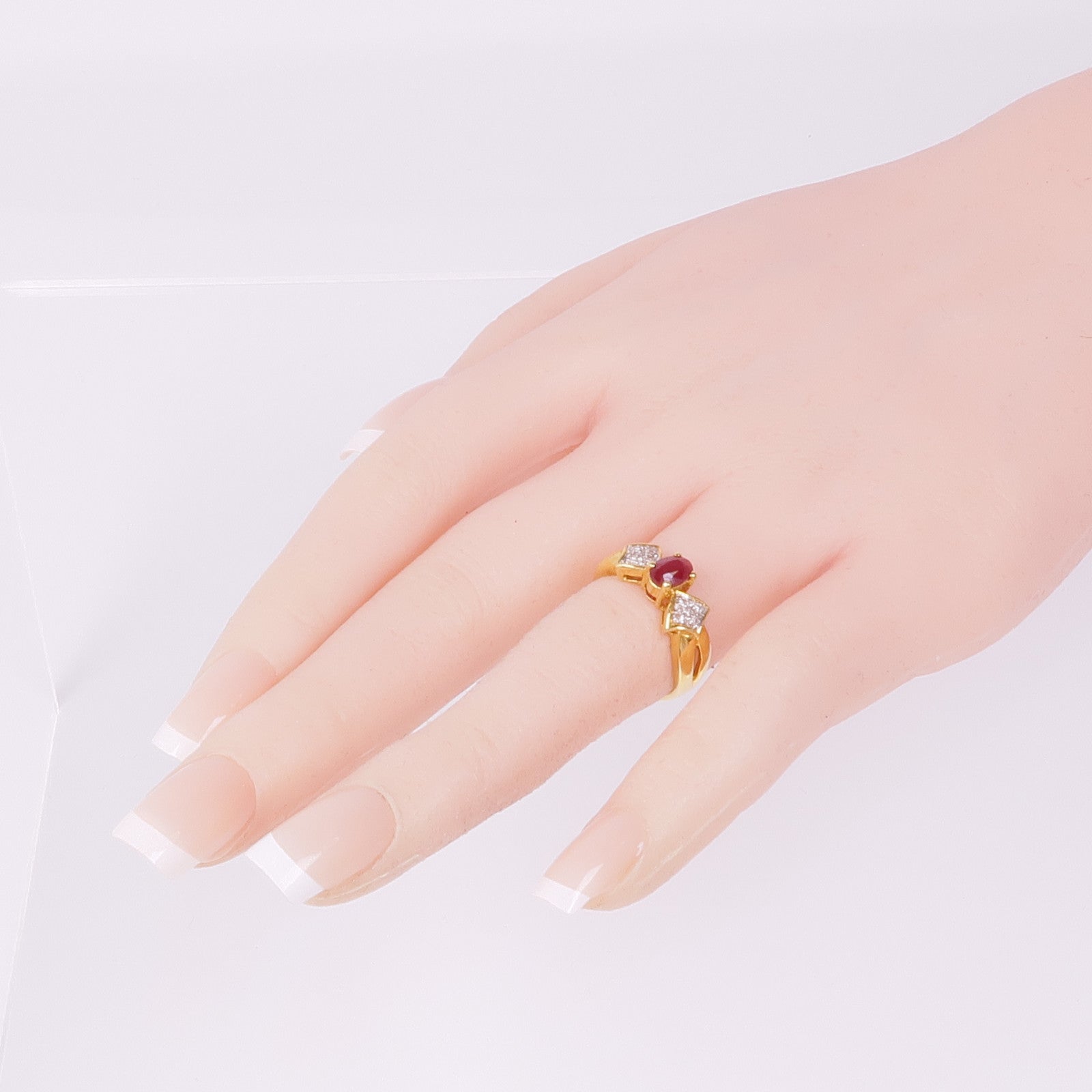 JEWELRY 18K黃金Ruby Diamond Ring紅寶石/鑽石戒指US#6.25