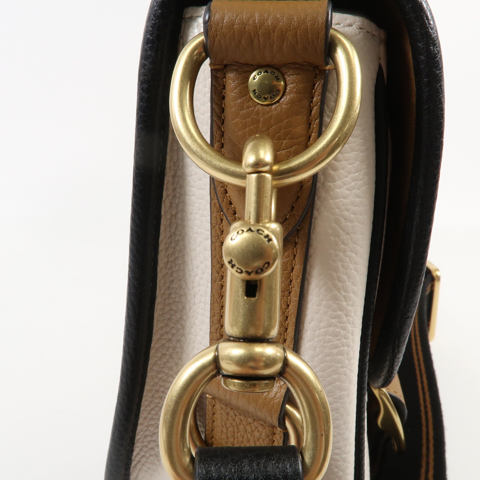 COACH 牛皮皮革Shoulder Bag金扣肩背袋