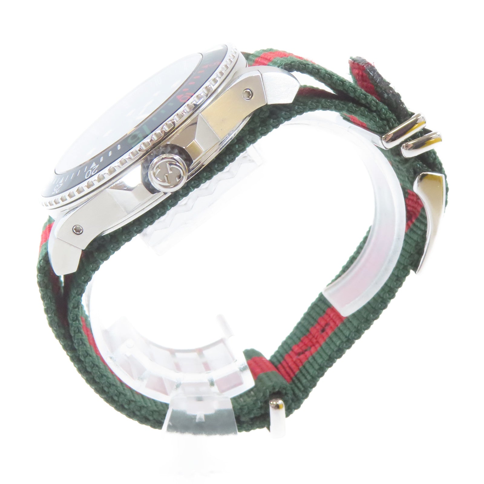 GUCCI Dive 45mm不鏽鋼/帆布帶手錶石英機芯黑色