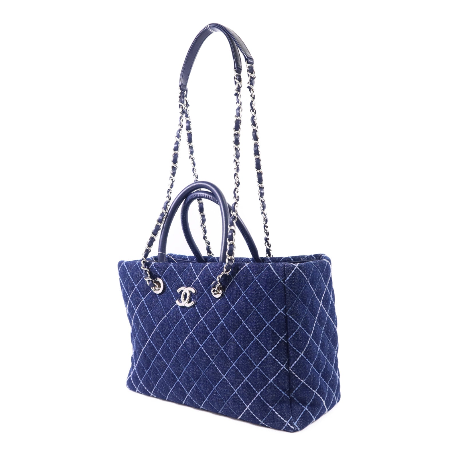 CHANEL 牛仔布2 Way Shoulder Bag銀扣手挽肩背兩用袋