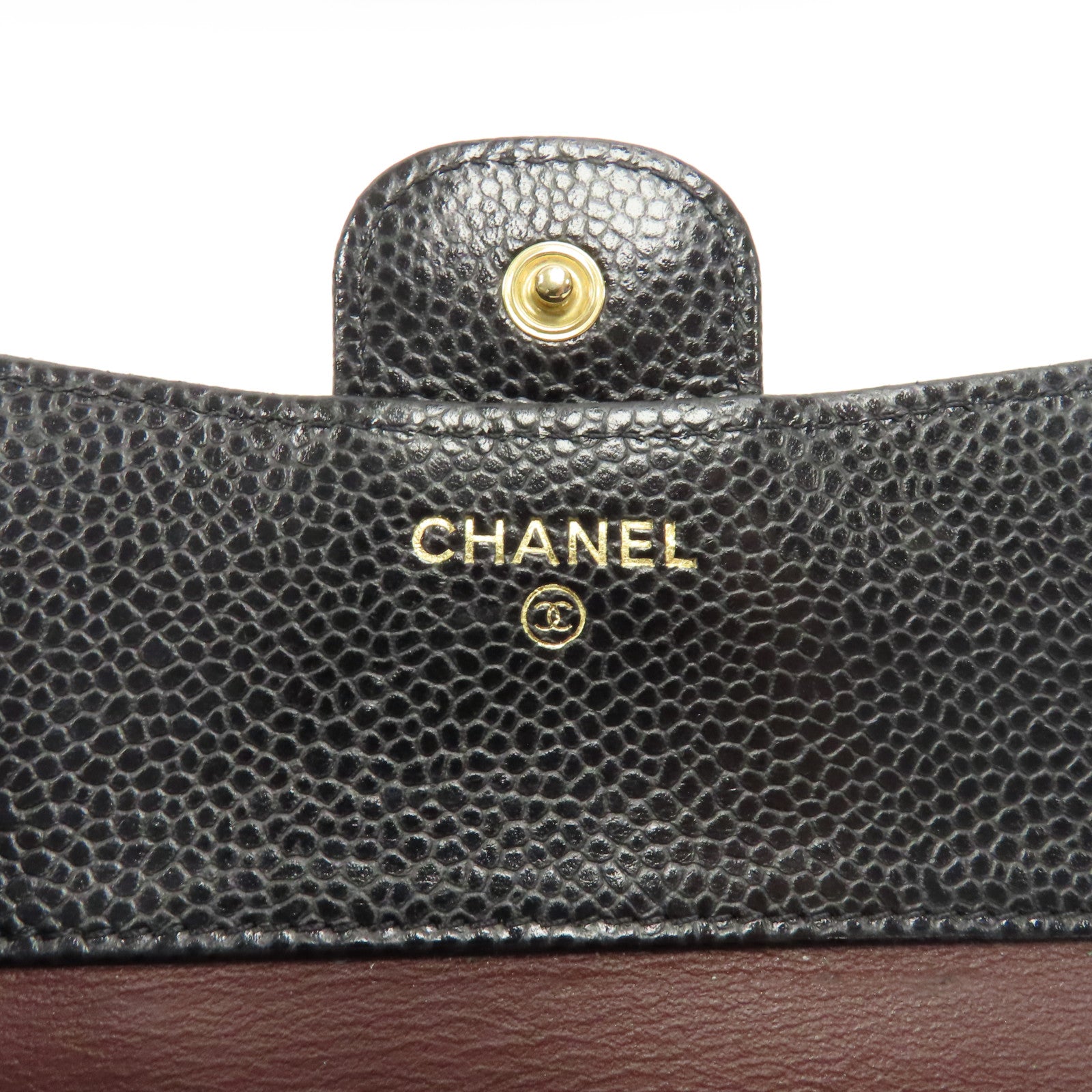 CHANEL 菱格Caviar皮革Wallet金扣錢包黑色