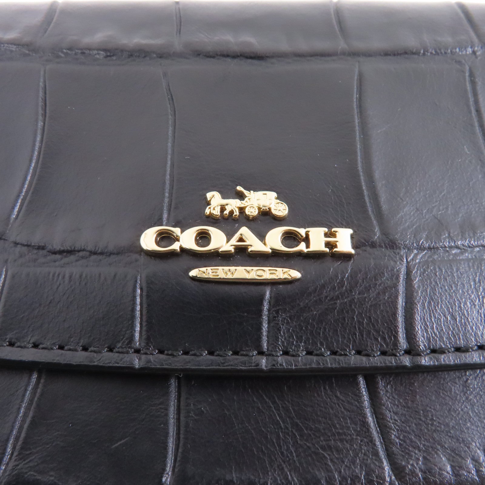 COACH 牛皮皮革Long Wallet金扣長錢包黑色