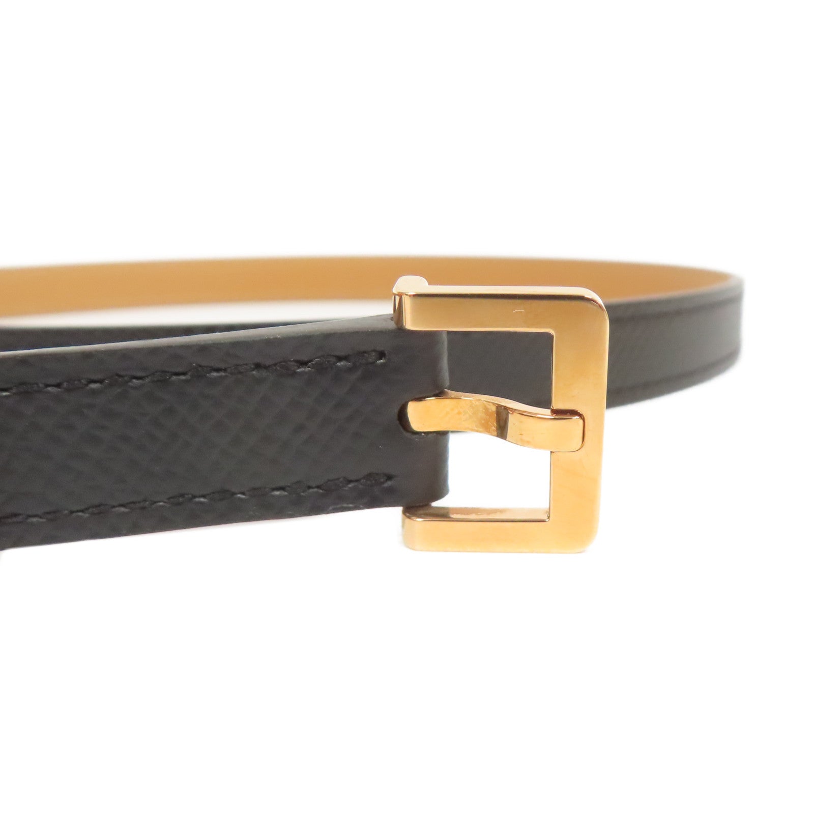 HERMES 【激減優惠】Epsom皮革Pop H Belt金扣皮帶黑色