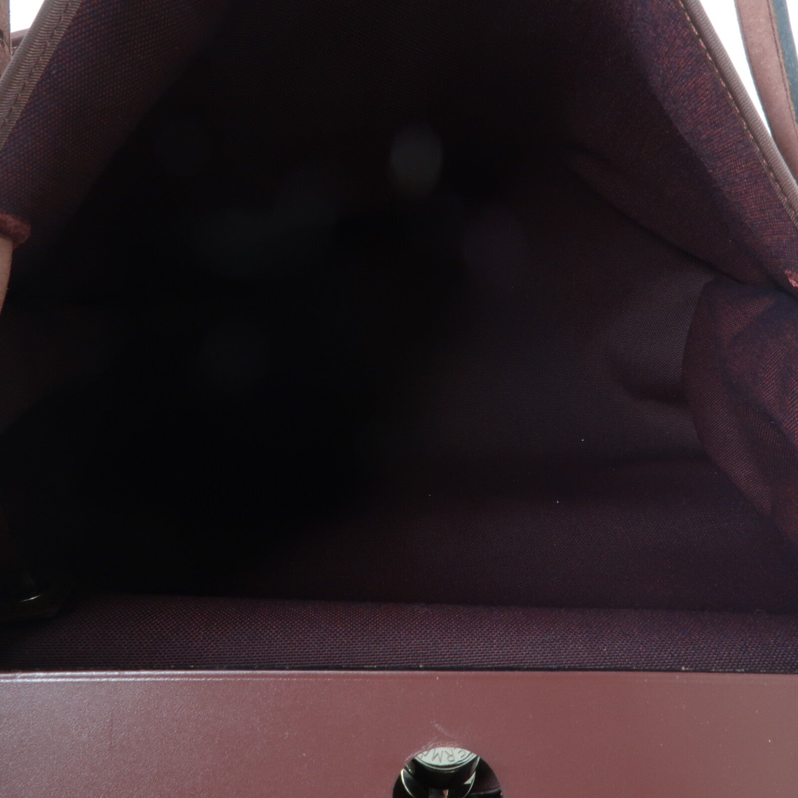 HERMES 帆布/Veau Hunter皮革Herbag MM手挽肩背兩用袋Rouge H