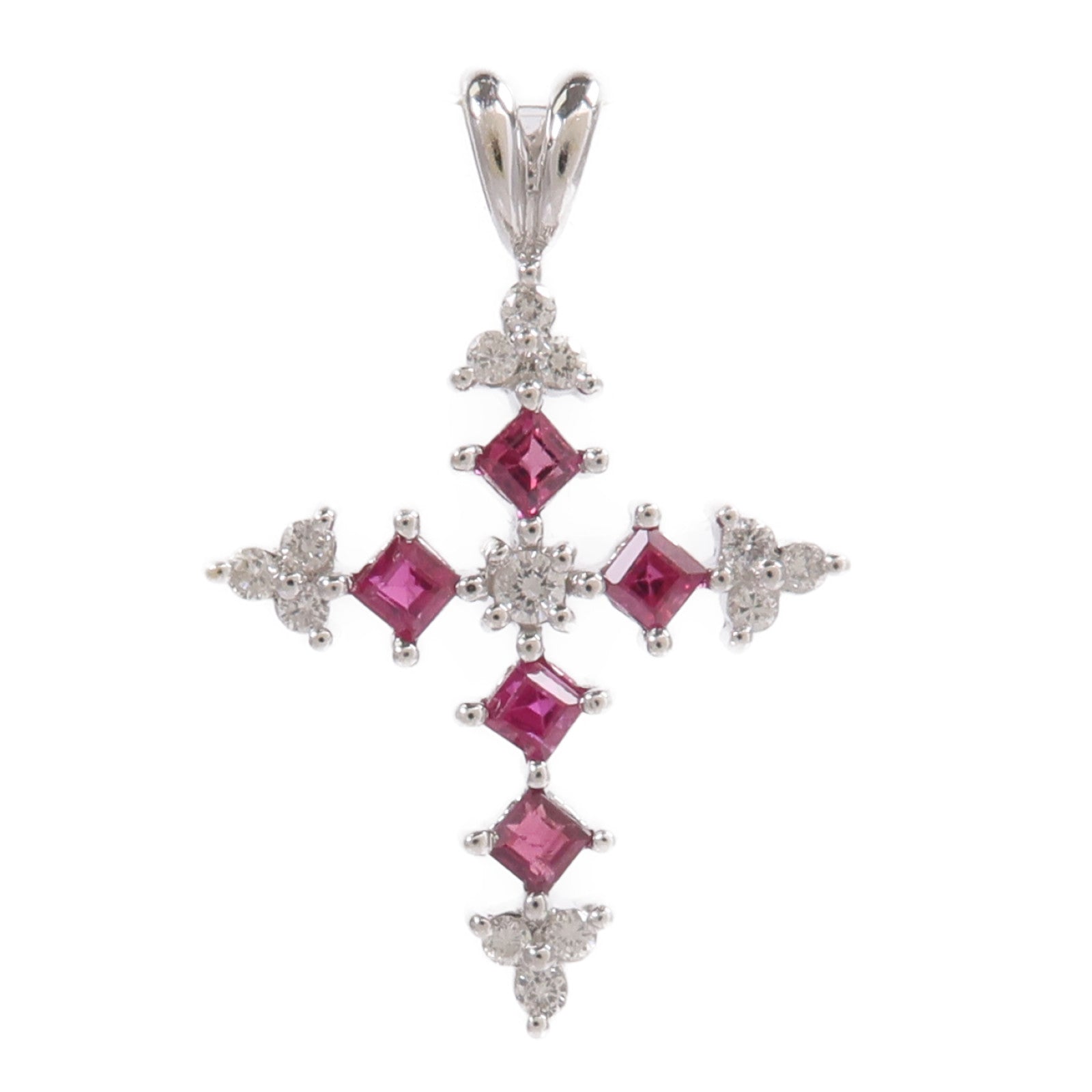 JEWELRY 18K白金Ruby Diamond Pendant Top紅寶石/鑽石吊墜