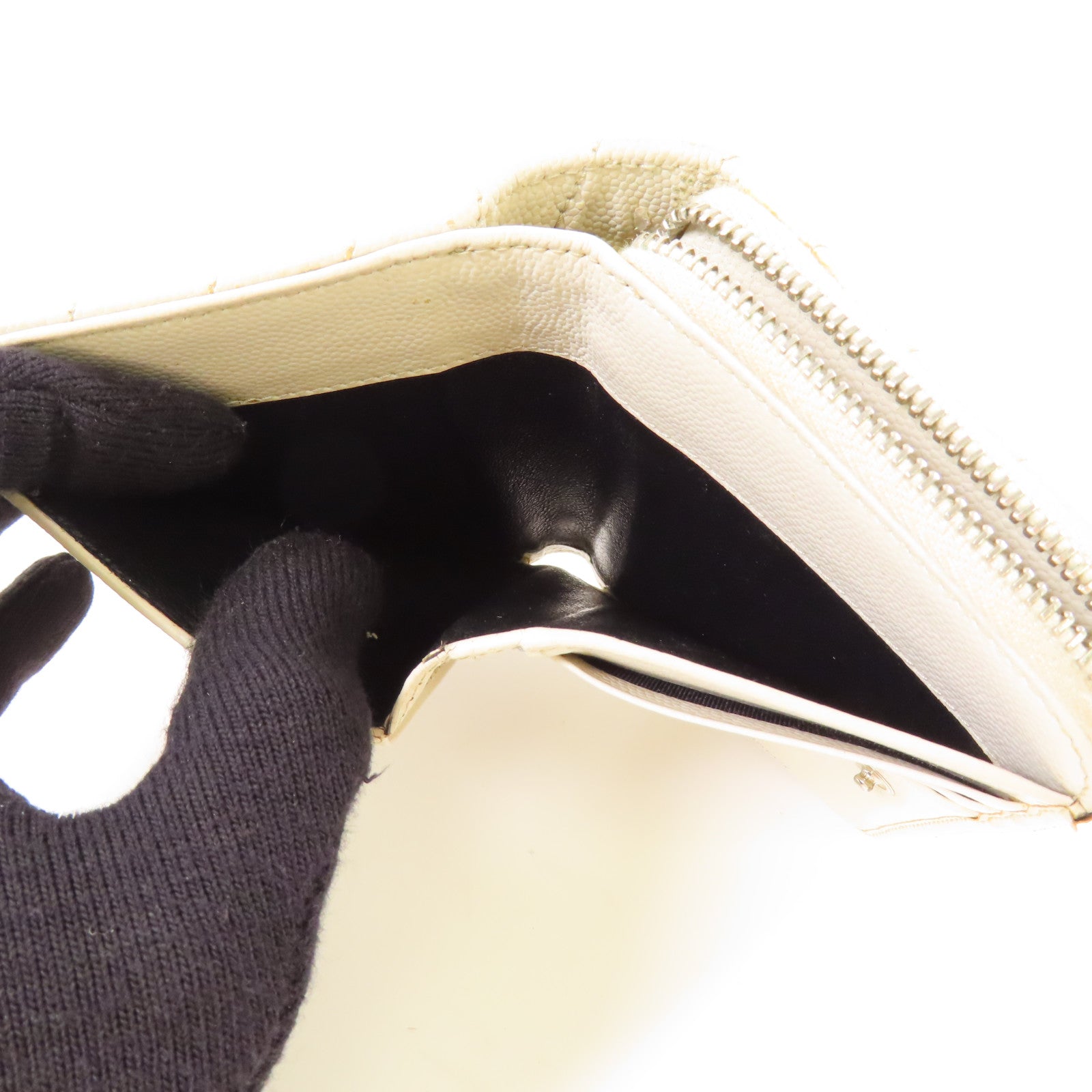 SAINT LAURENT 牛皮皮革Bifold Wallet銀扣錢包