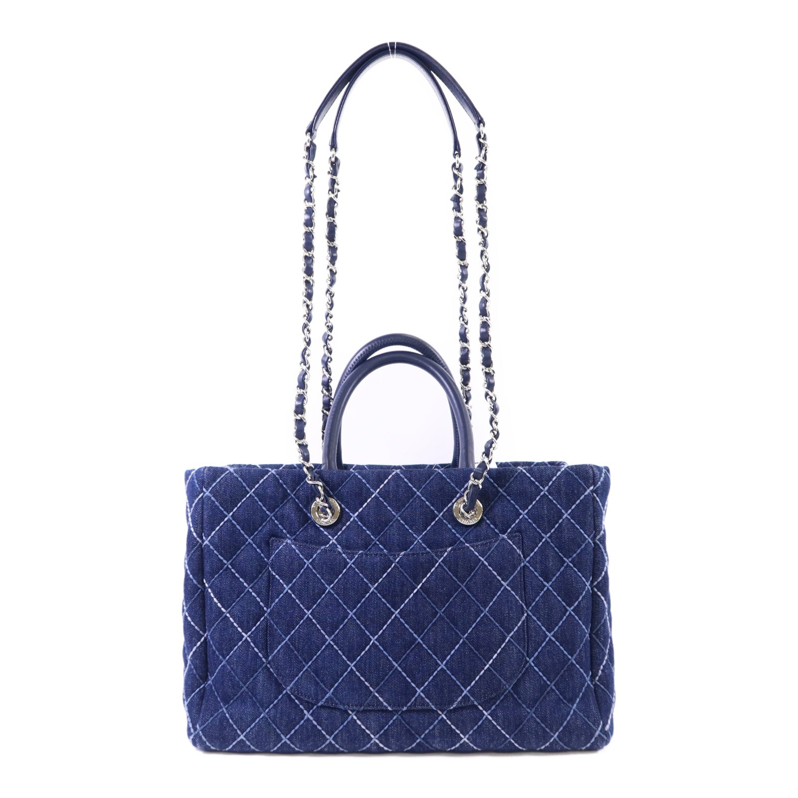 CHANEL 牛仔布2 Way Shoulder Bag銀扣手挽肩背兩用袋