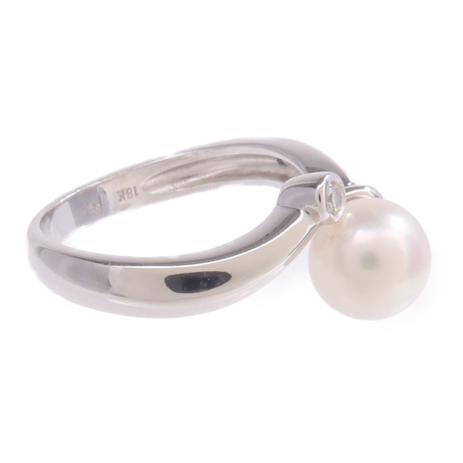 JEWELRY 18K白金Pearl Diamond Ring珍珠/鑽石戒指US#5