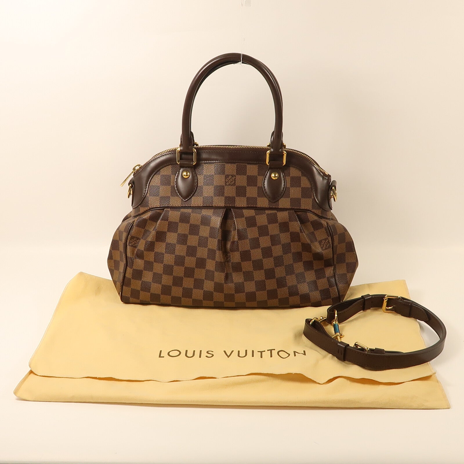 LOUIS VUITTON 【激減優惠】Damier Trevi PM金扣手挽肩背兩用袋
