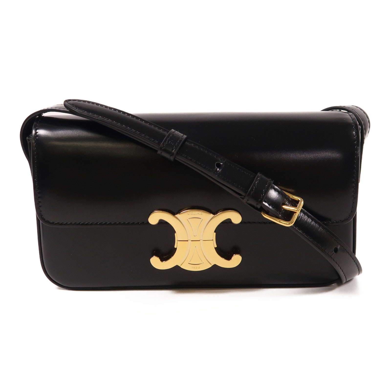 CELINE 【激減優惠】牛皮皮革Claude Shiny金扣肩背袋